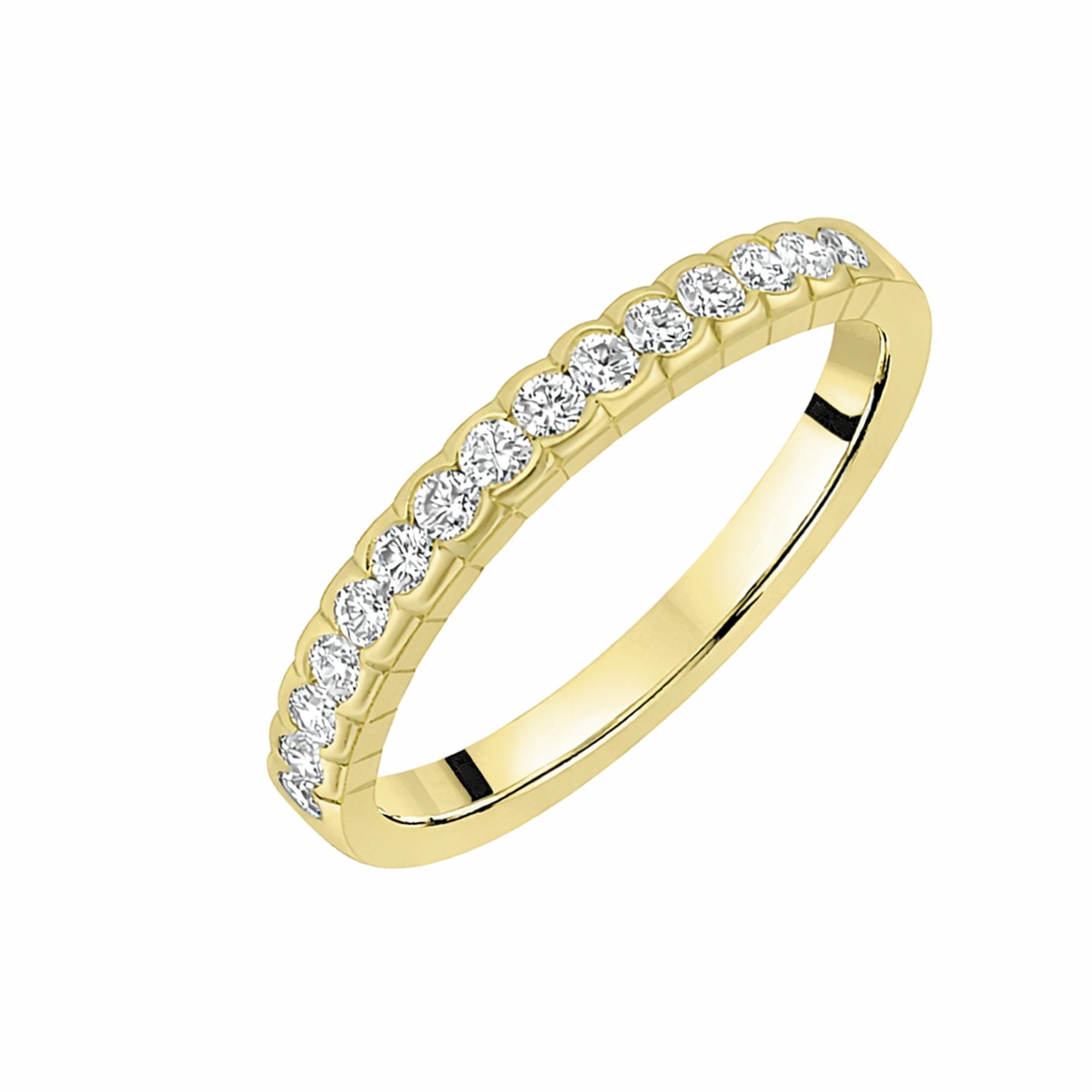 18ct Yellow Gold 0.32ct Round Diamond Scallop Eternity Ring