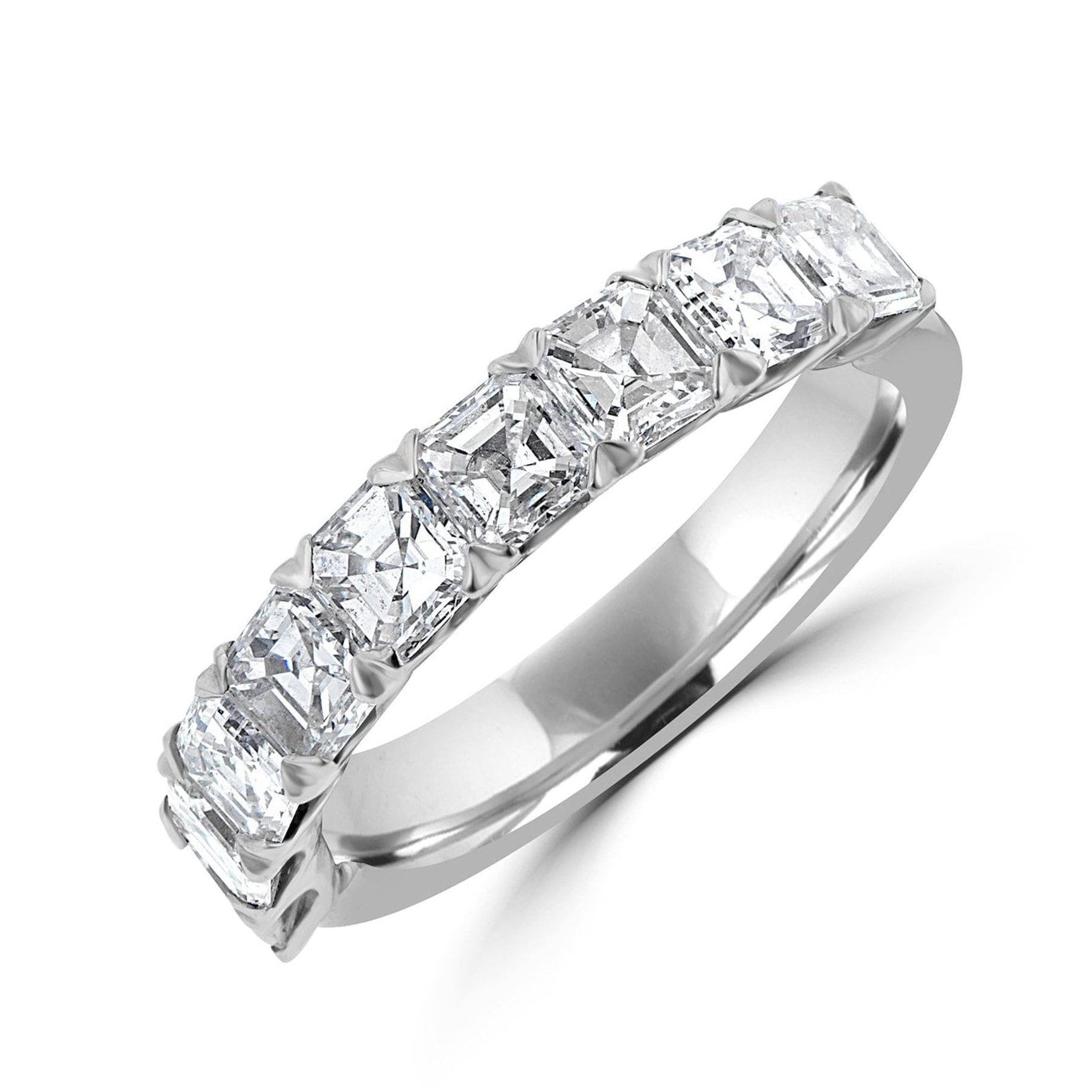 Platinum 1/2 Eternity Ring with Nine Asscher Cut Diamonds 2.27ct Total