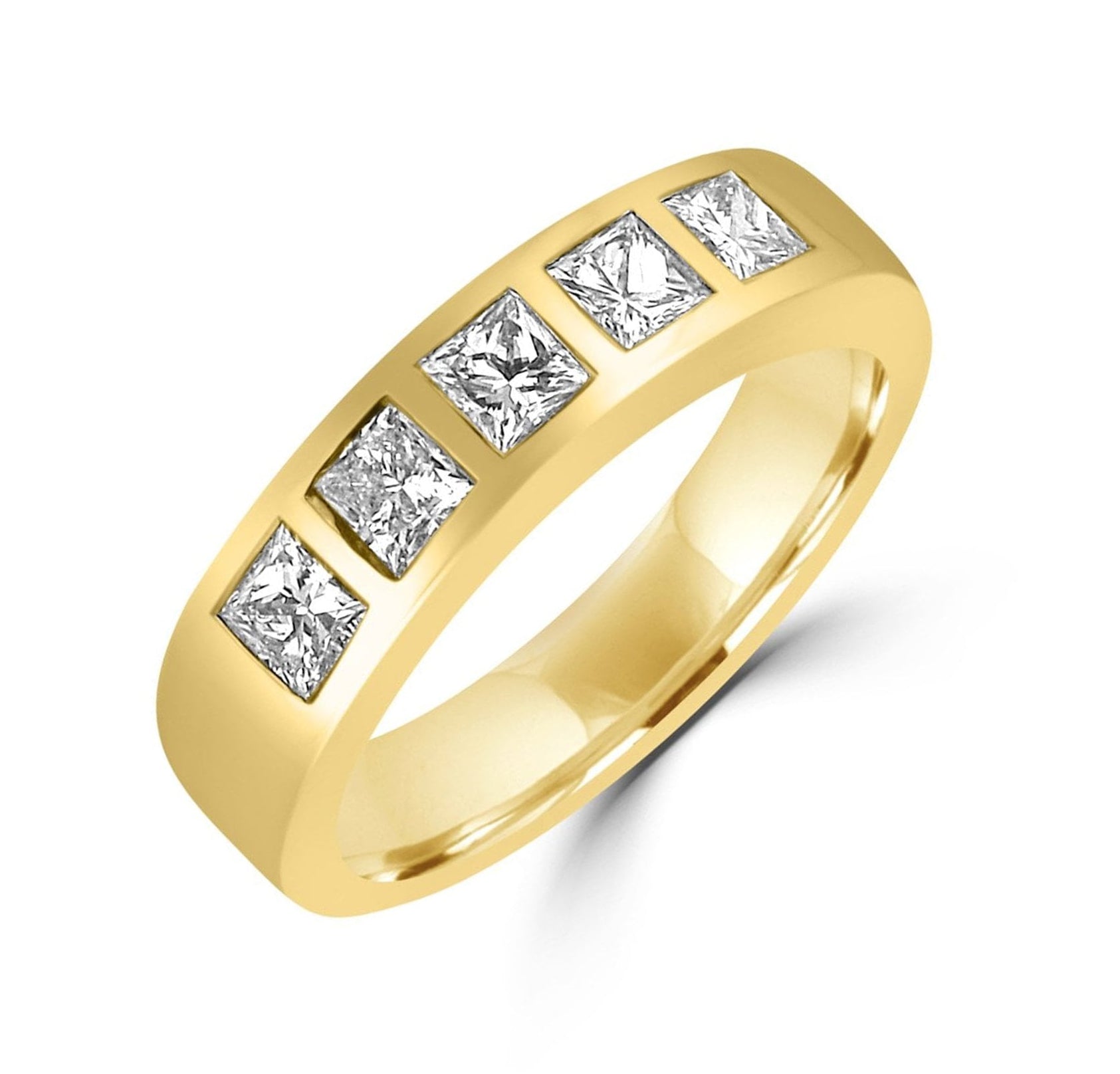 18ct Yellow Gold Five Stone Princess Cut Diamond Ring