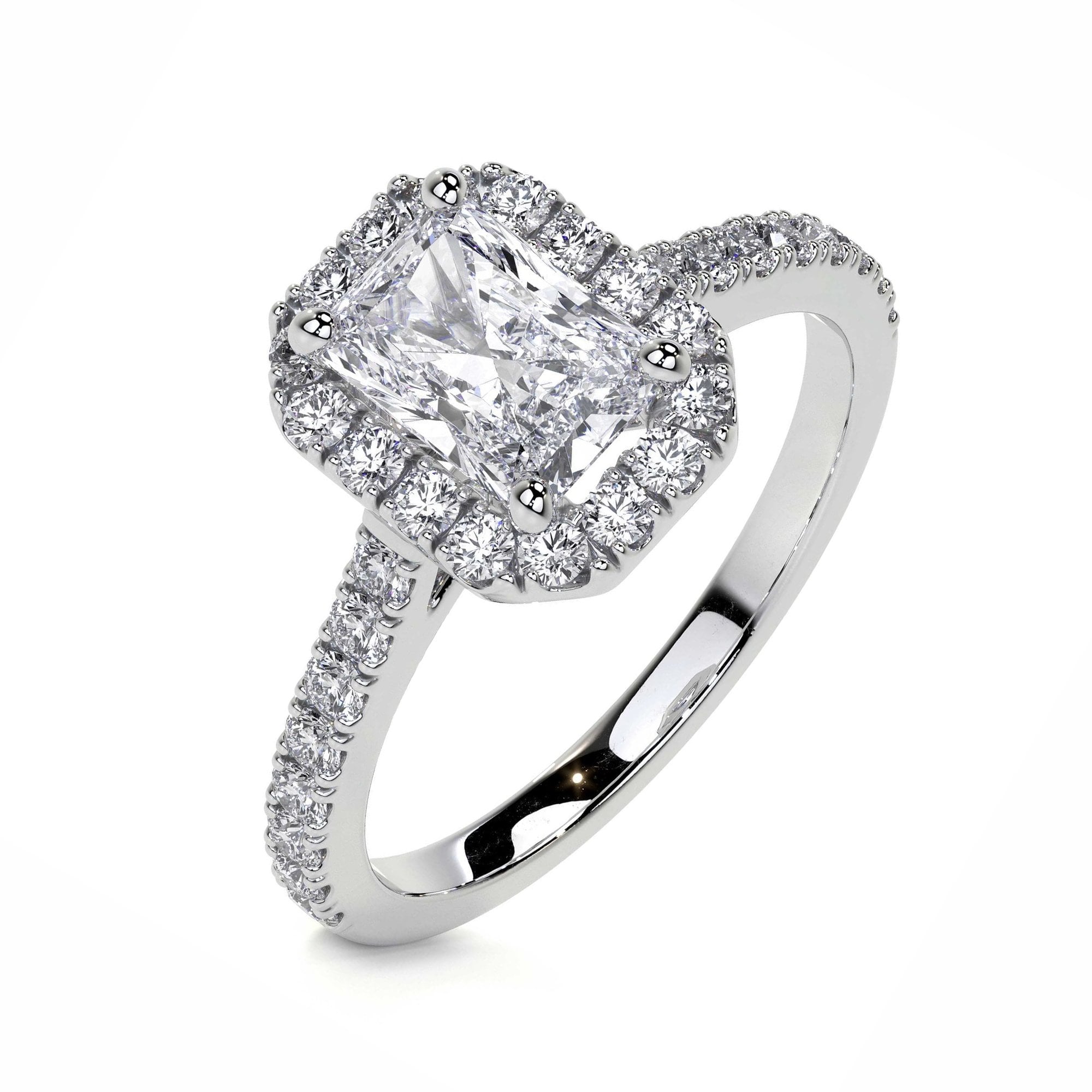Platinum 1ct Radiant Cut Lab Grown Diamond 'Emily' Engagement Ring