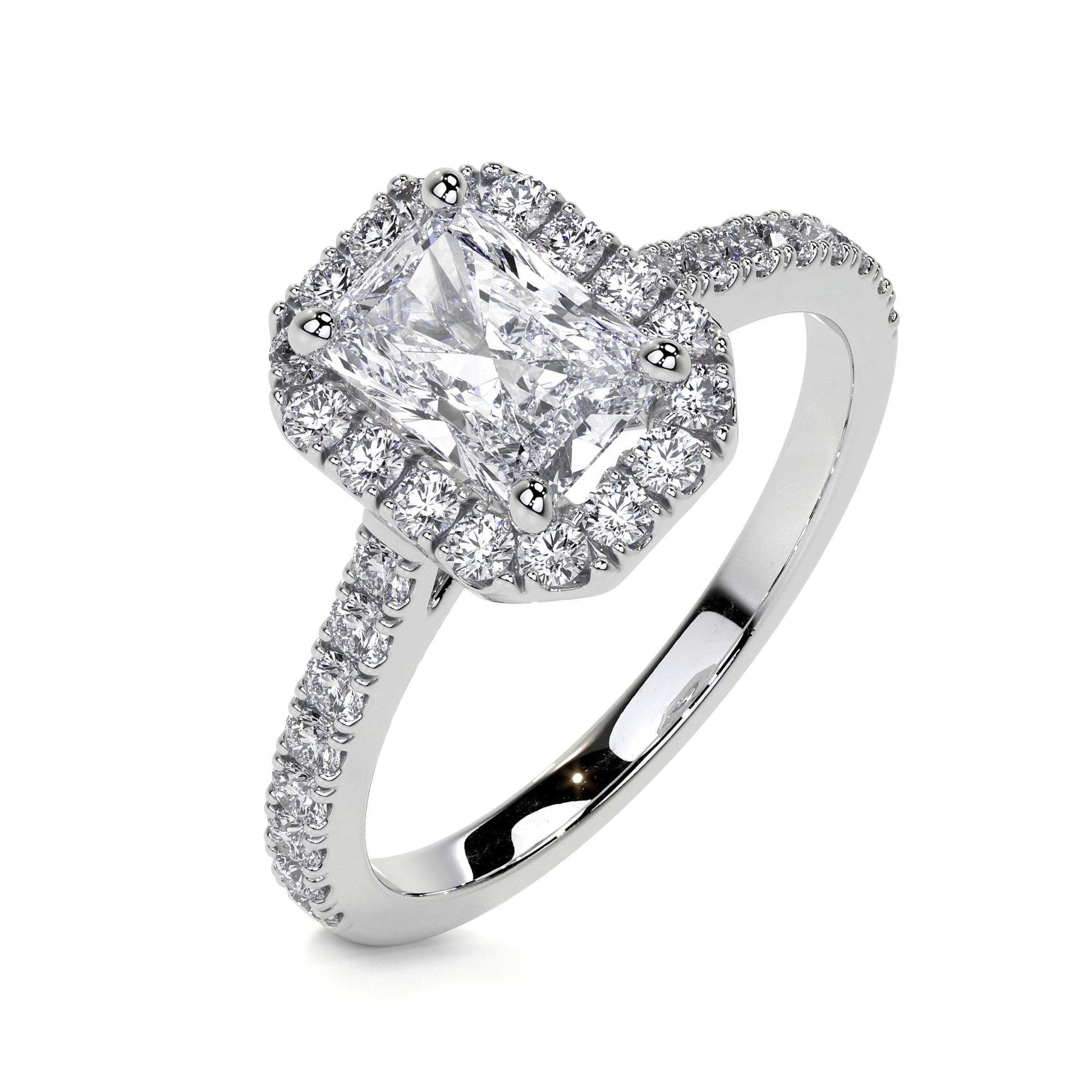 Platinum 1ct Radiant Cut Lab Grown Diamond 'Emily' Engagement Ring