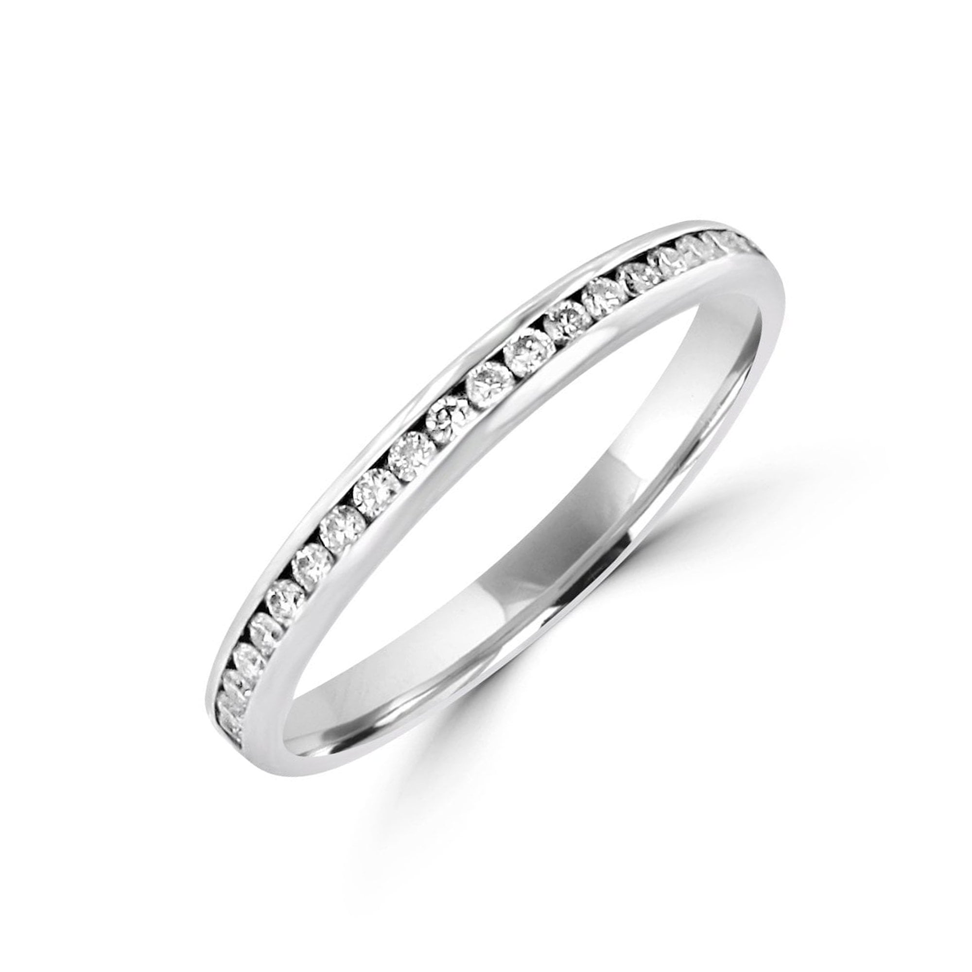 18ct White Gold Round Diamond 2.2mm Wide Wedding Ring
