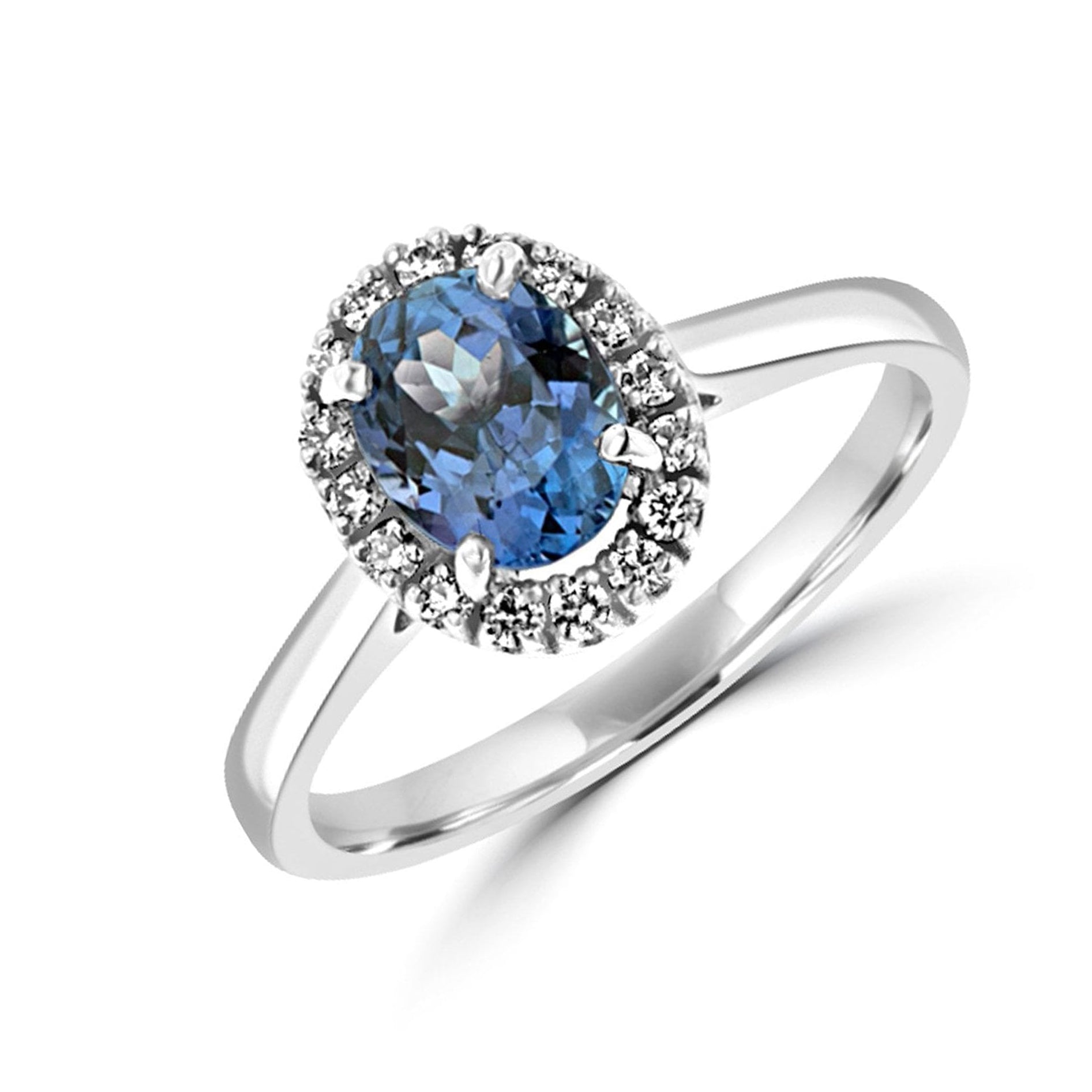 Platinum 1.30ct Oval Tanzanite and Diamond Halo Ring