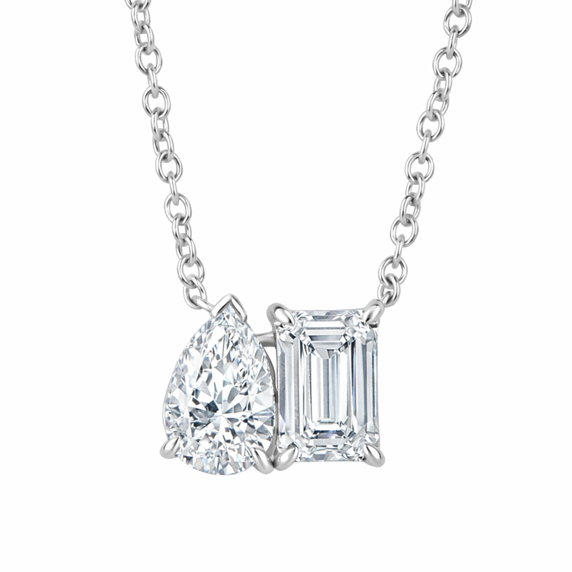 9ct White Gold 1.16ct Lab Grown Diamond 'Toi Et Moi' Necklace