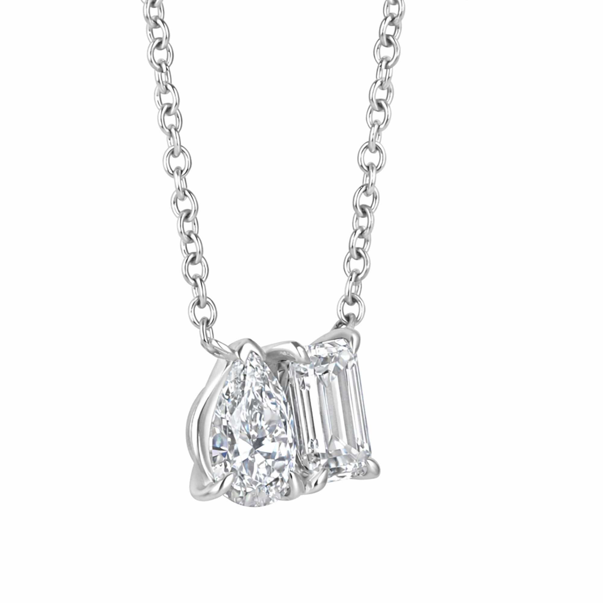 9ct White Gold 1.16ct Lab Grown Diamond 'Toi Et Moi' Necklace