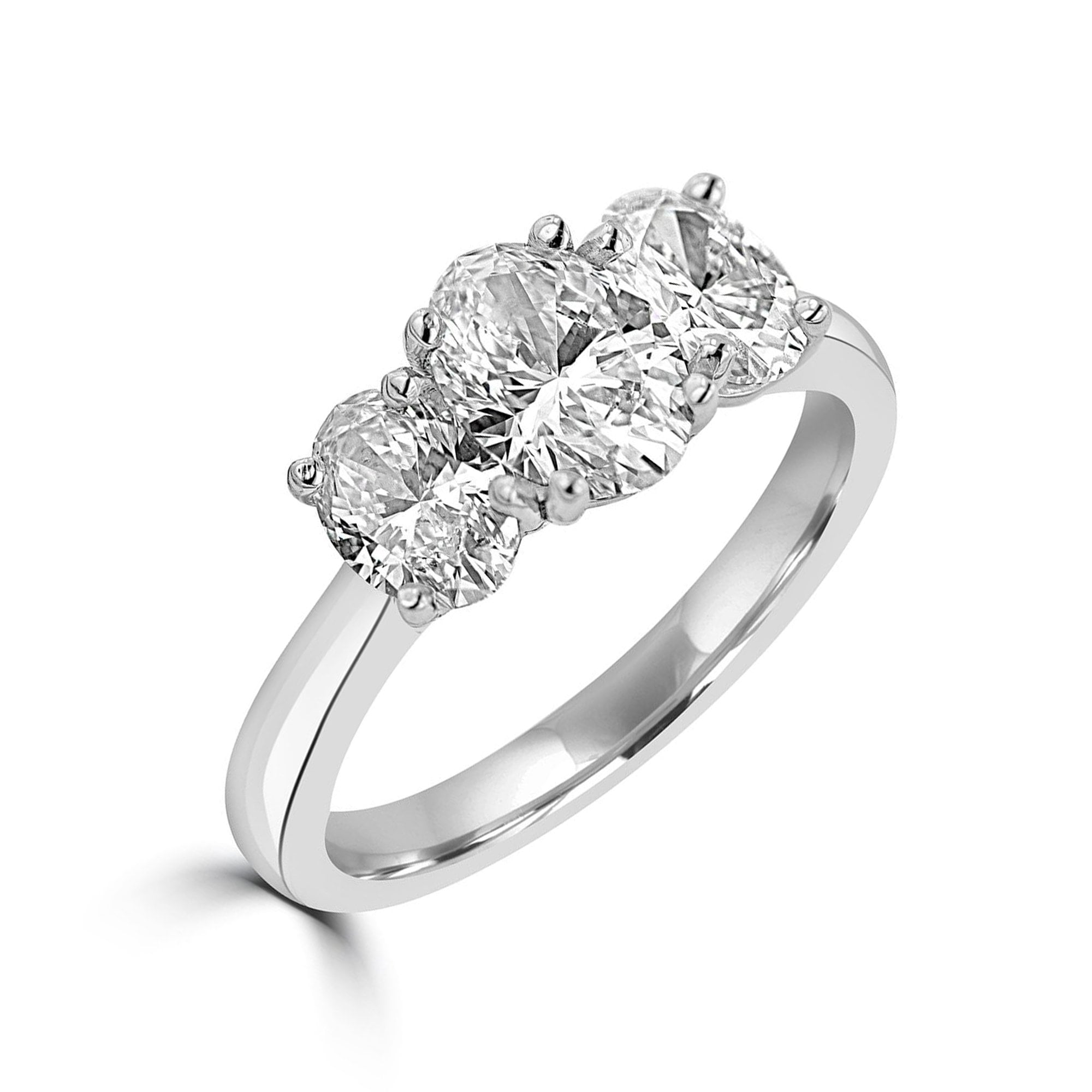 Platinum 2.04ct Oval Three Stone Lab Grown Diamond 'Mia' Engagement Ring
