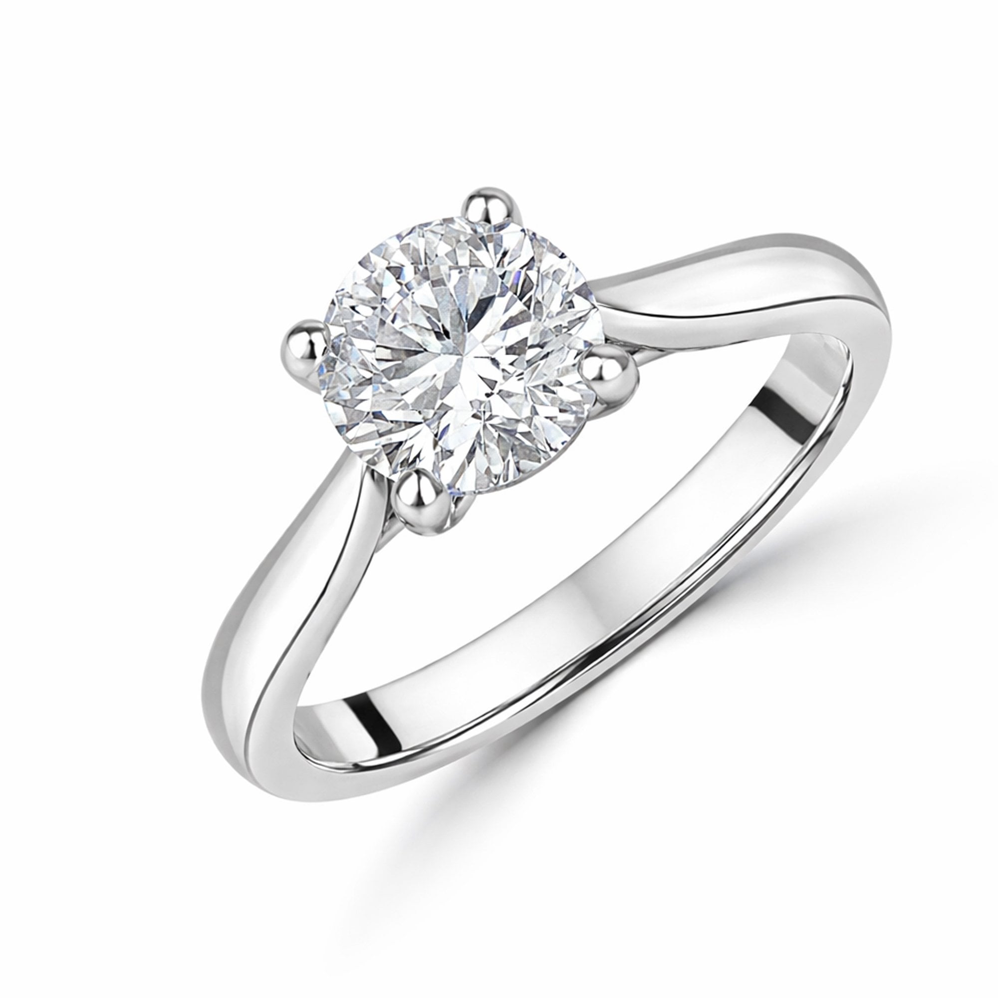 Platinum 1.59ct Round Brilliant Cut Lab Grown Diamond Solitaire Engagement Ring