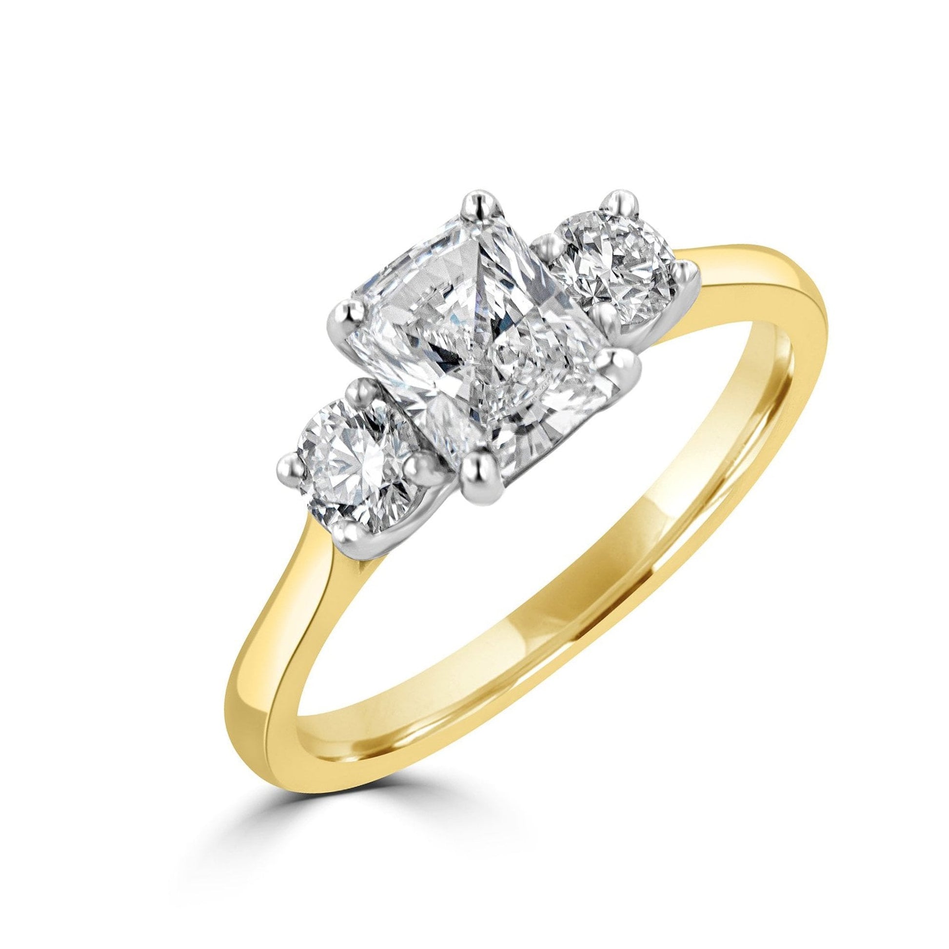 Radiant Cut Diamond Three Stone Ring in 18ct Gold