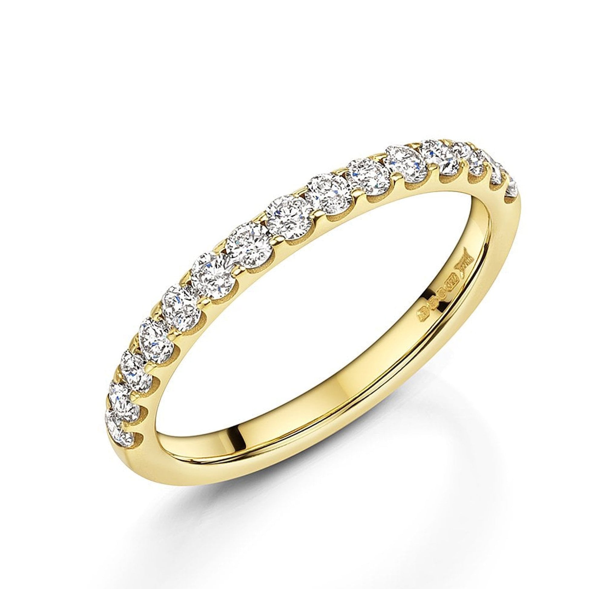 18ct Yellow Gold Round Diamond 2.1mm Wide Band Ring