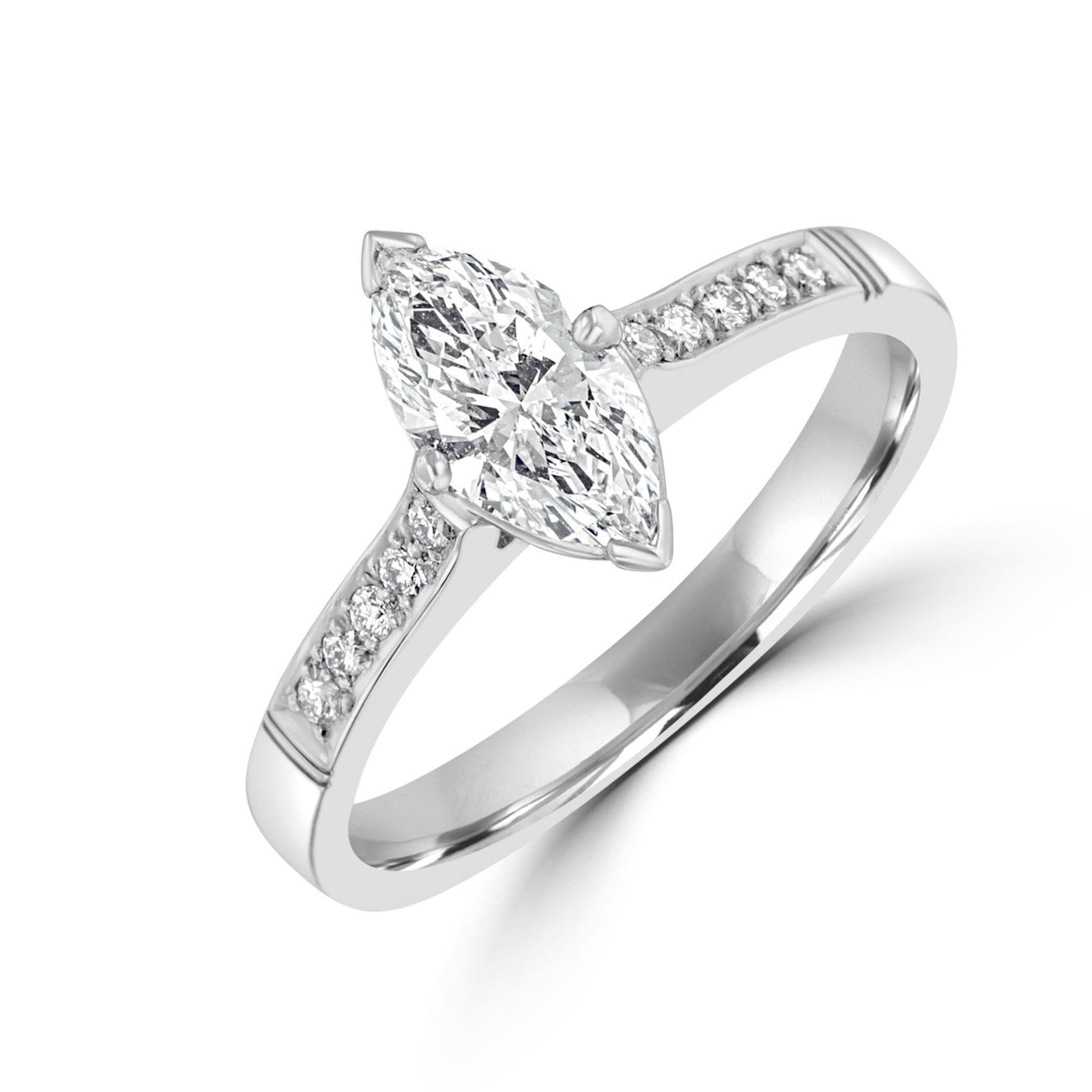 Marquise Diamond Engagement Ring in 18ct White Gold