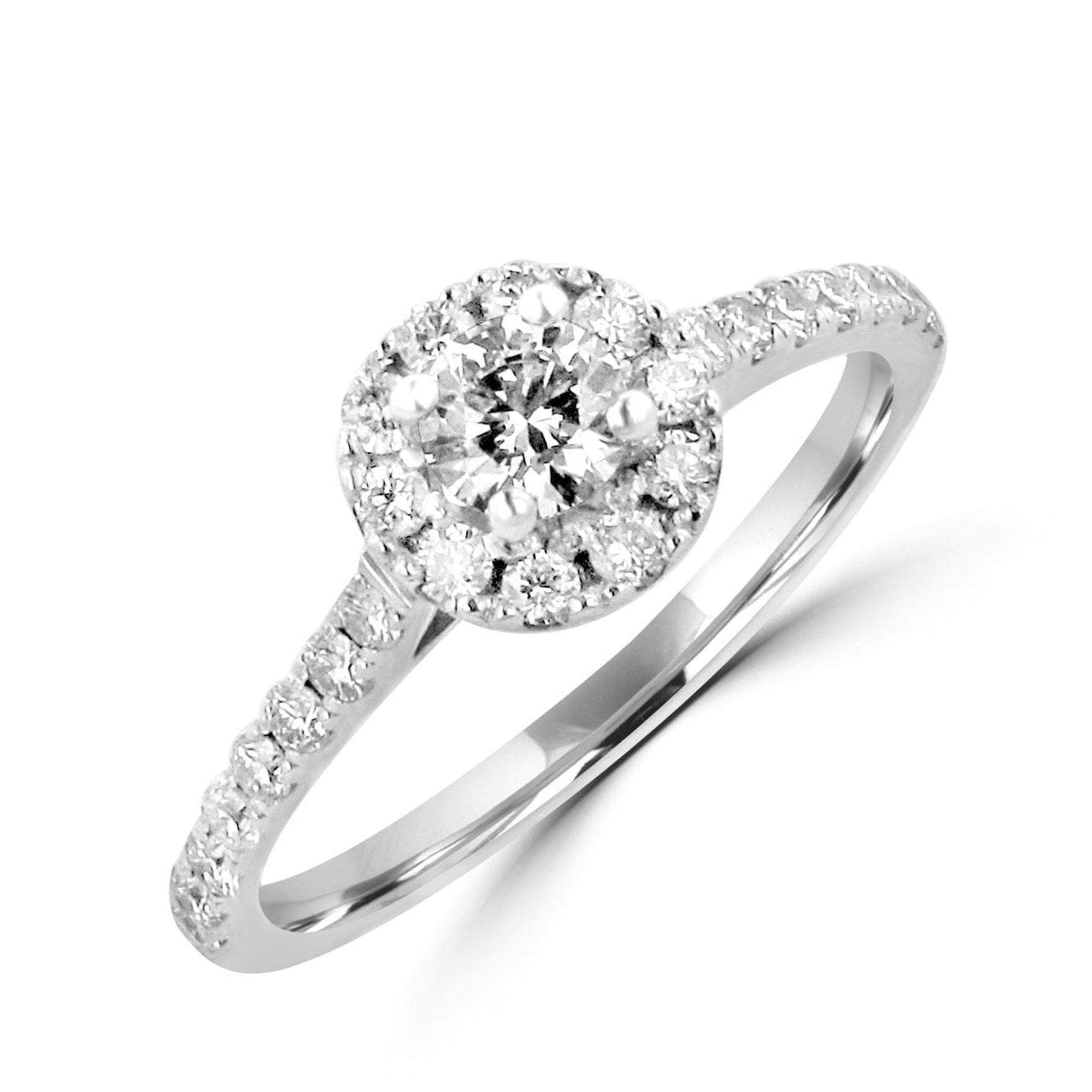 18ct White Gold Round Diamond Halo Cluster Engagement Ring