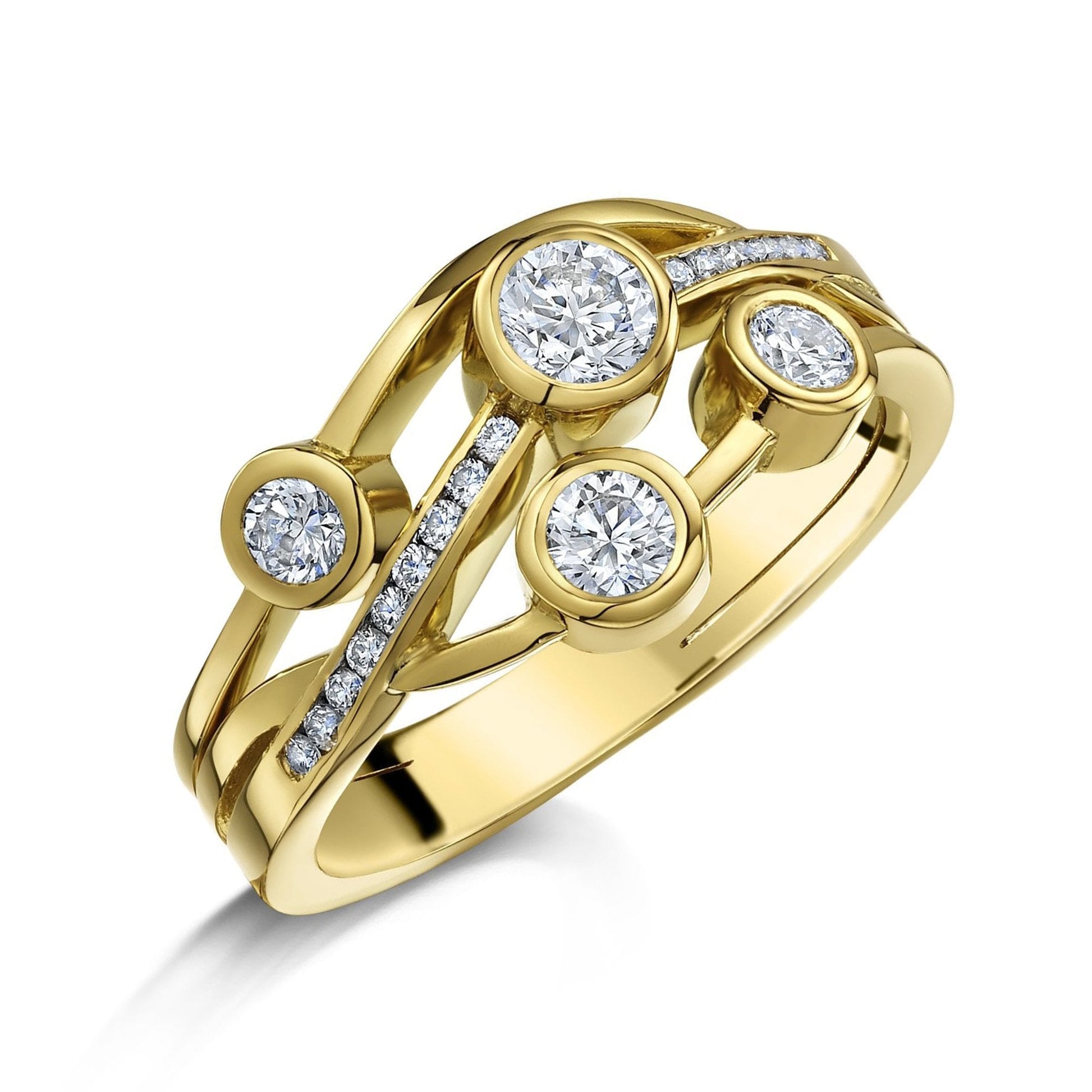18ct Yellow Gold 0.71ct Round Diamond 'Cascata' Bubble Ring