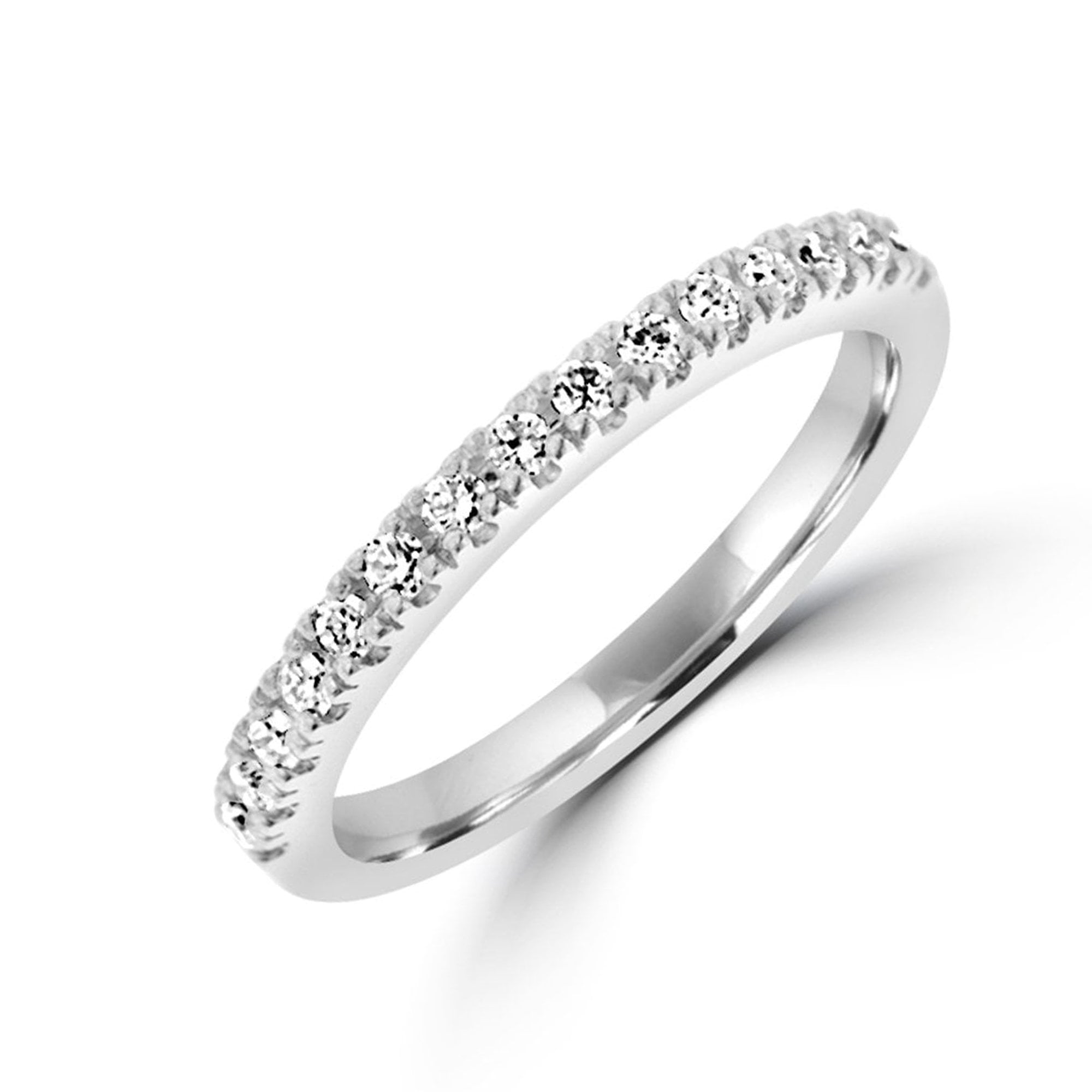 Platinum 2mm Claw Set Round Diamond Band Ring