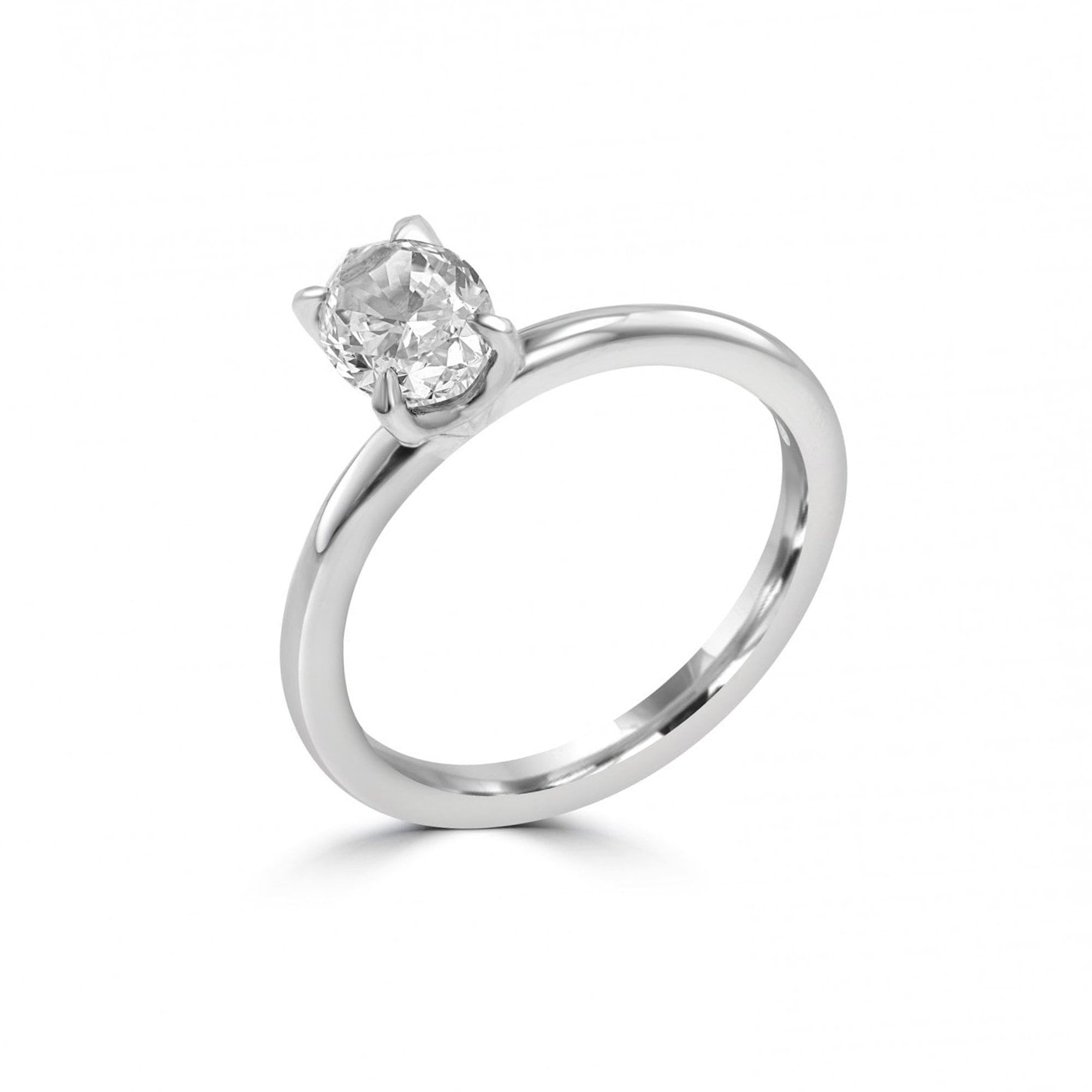 Platinum Oval Diamond 1.00ct Total Engagement Ring