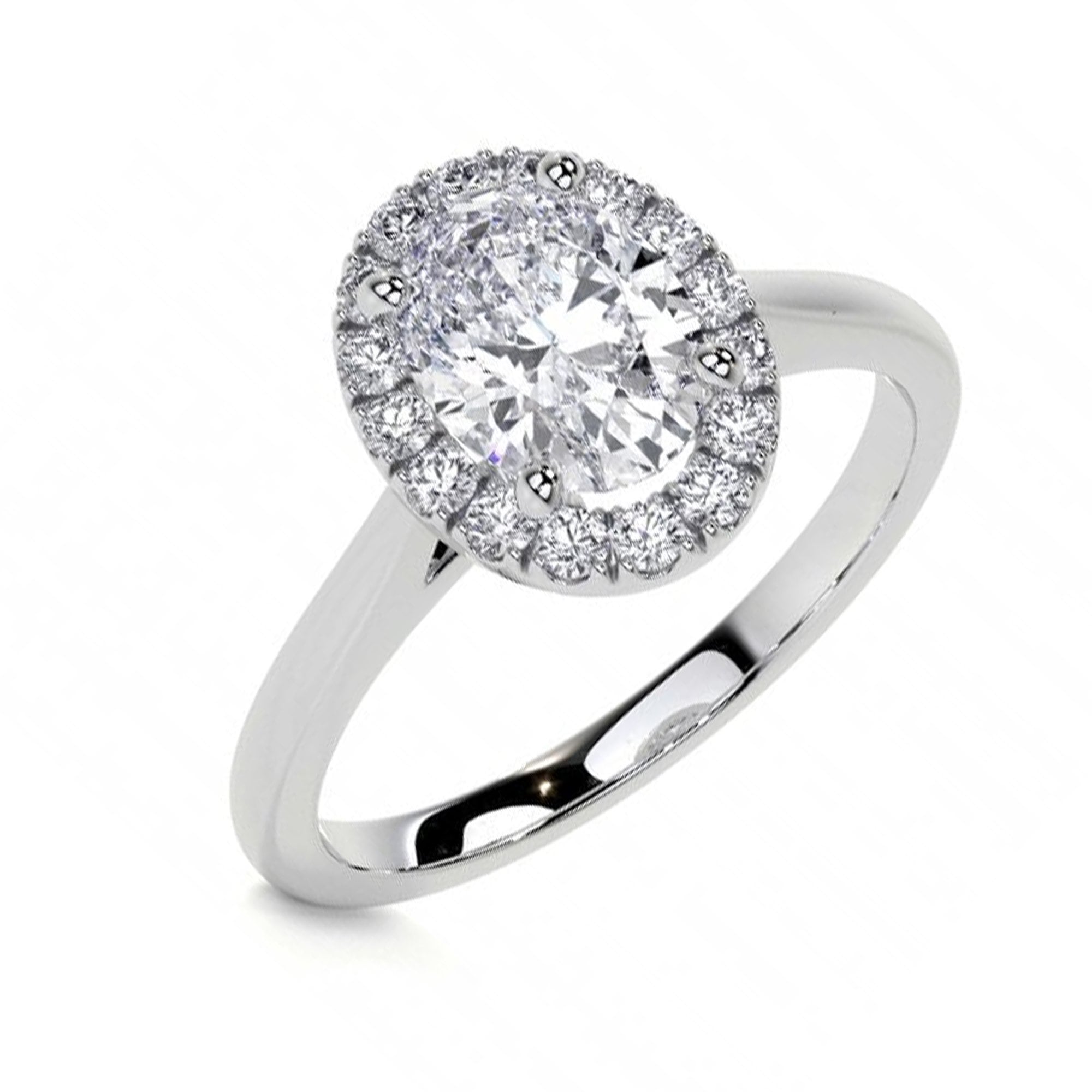 Platinum 1ct Oval Halo Lab Grown Diamond 'Diana' Ring