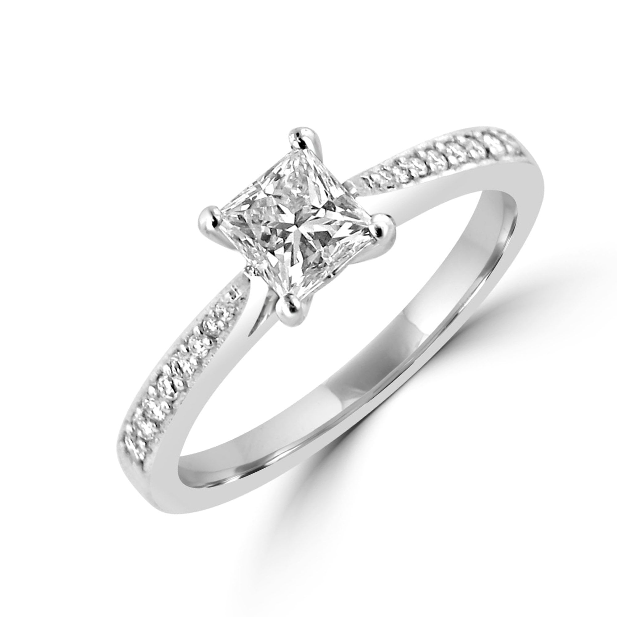 Platinum 0.65ct Princess Cut Diamond Engagement Ring and Diamond Set Band