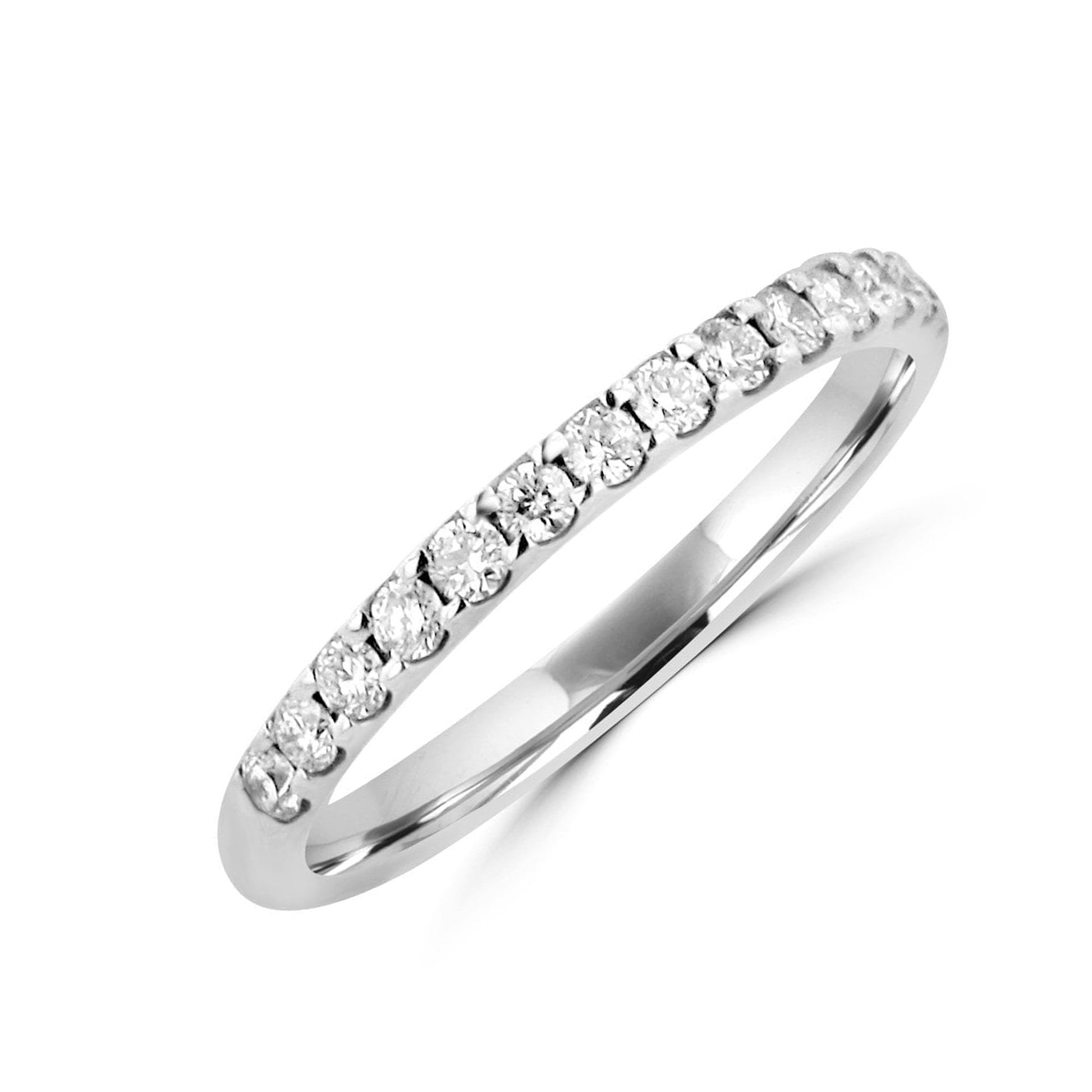 18ct White Gold Round Diamond 1.9mm Wide Band Ring