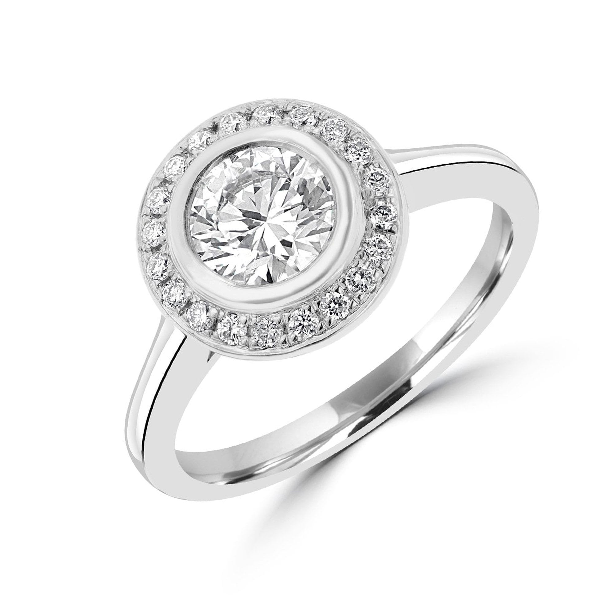 Platinum and Halo Diamond Pre-Owned Ring