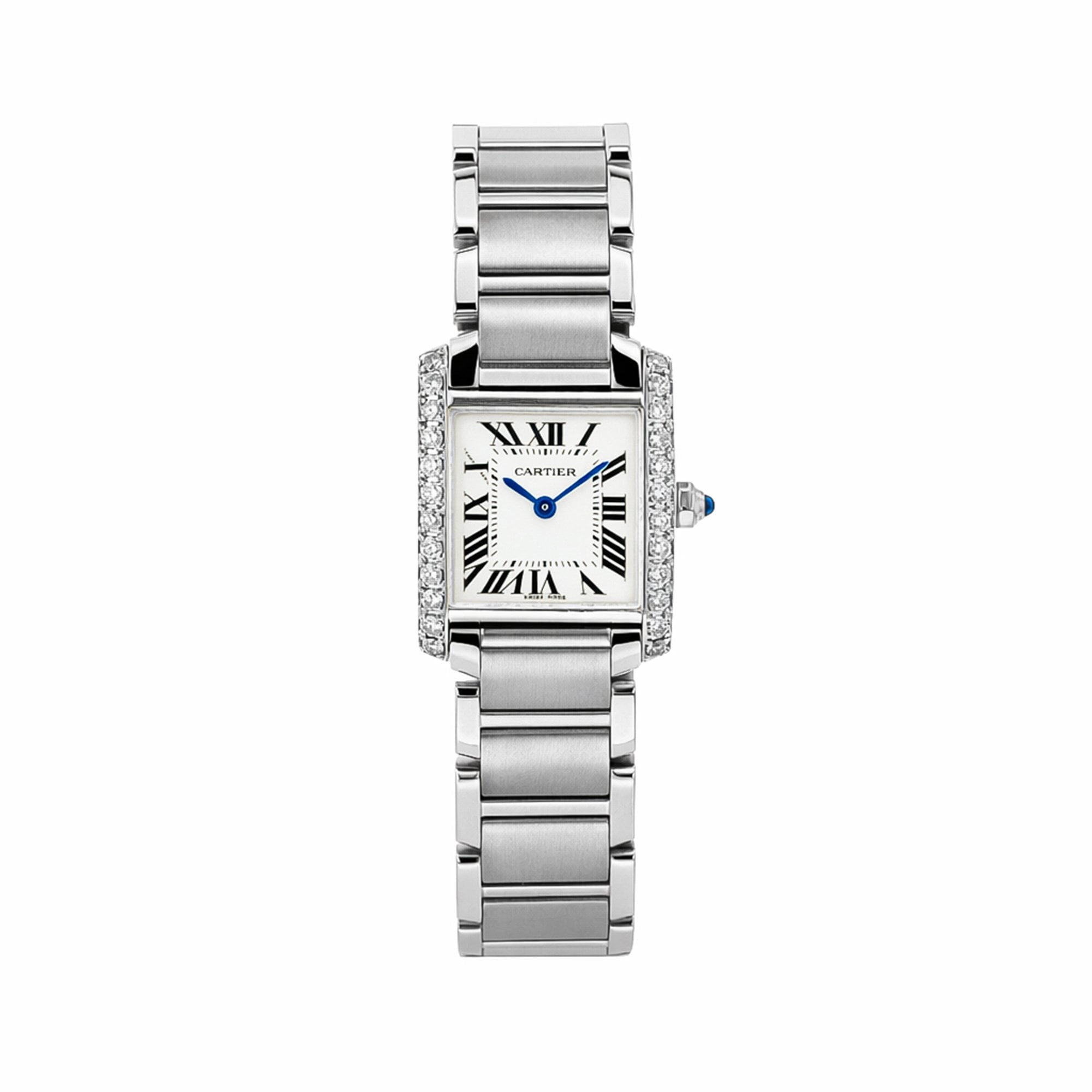 Cartier Tank Francaise Pre-owned Watch with Afterset Diamonds