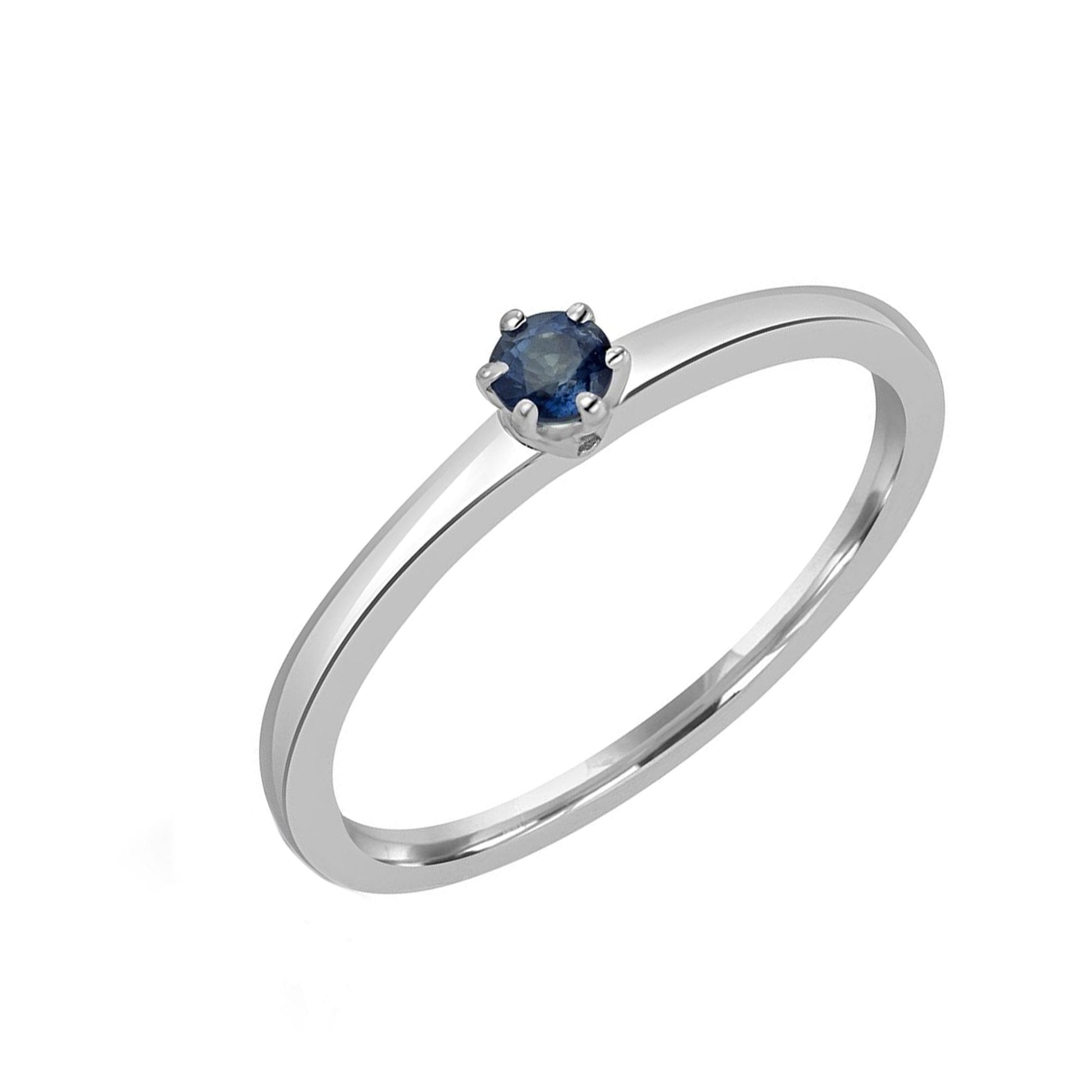18ct White Gold 0.15ct Round Sapphire Engagement Ring
