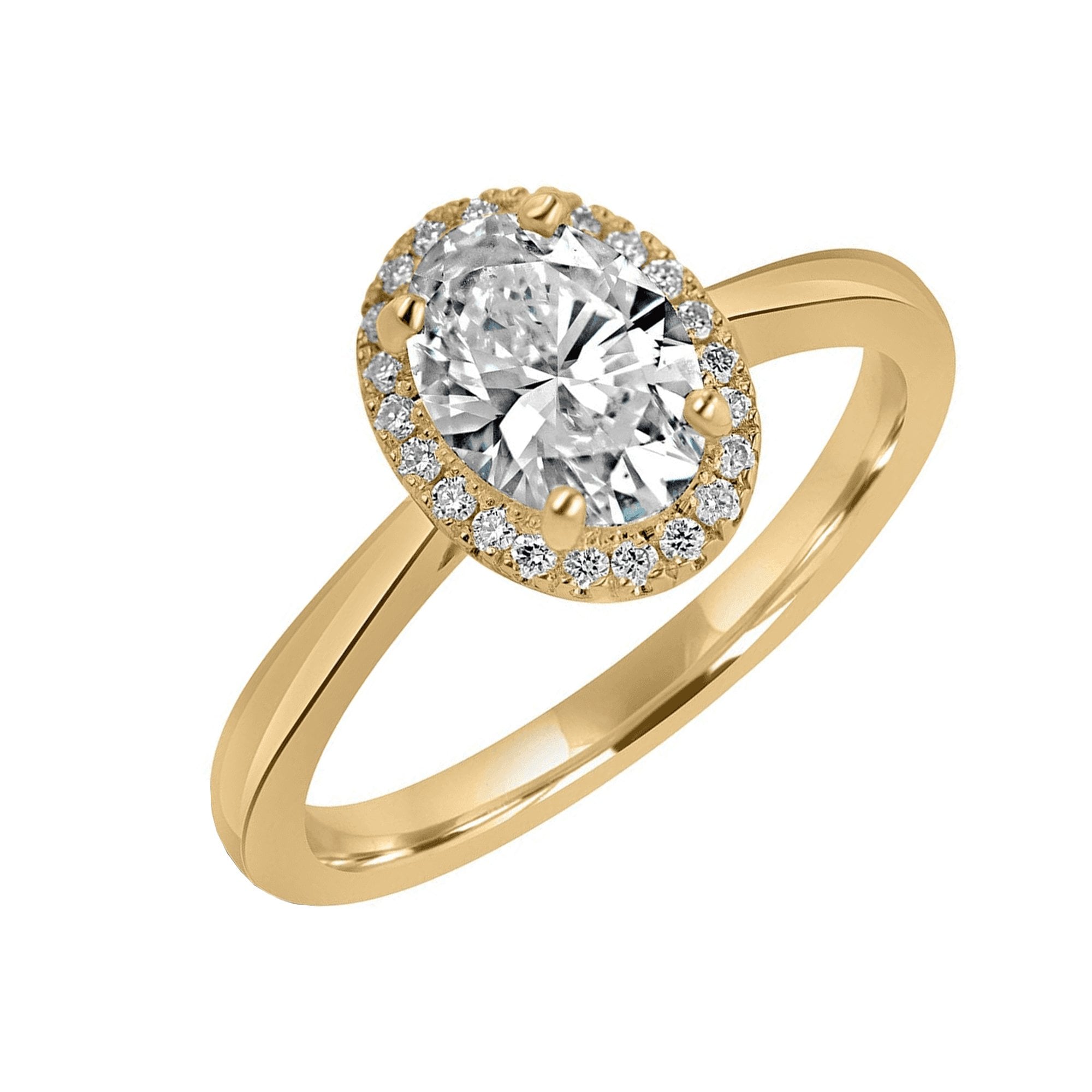18ct Yellow Gold 1.11ct Oval Halo Lab Grown Diamond 'Diana' Engagement Ring