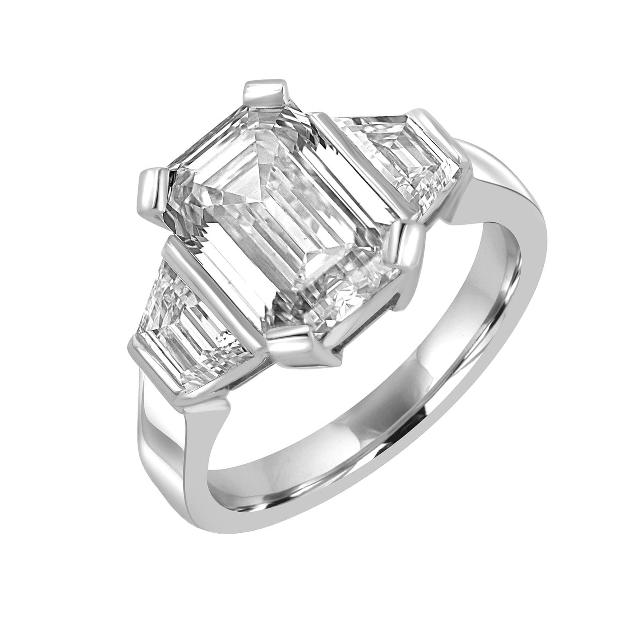 Platinum Emerald & Trapeze Cut Lab Grown 4.98ct Diamond Ring