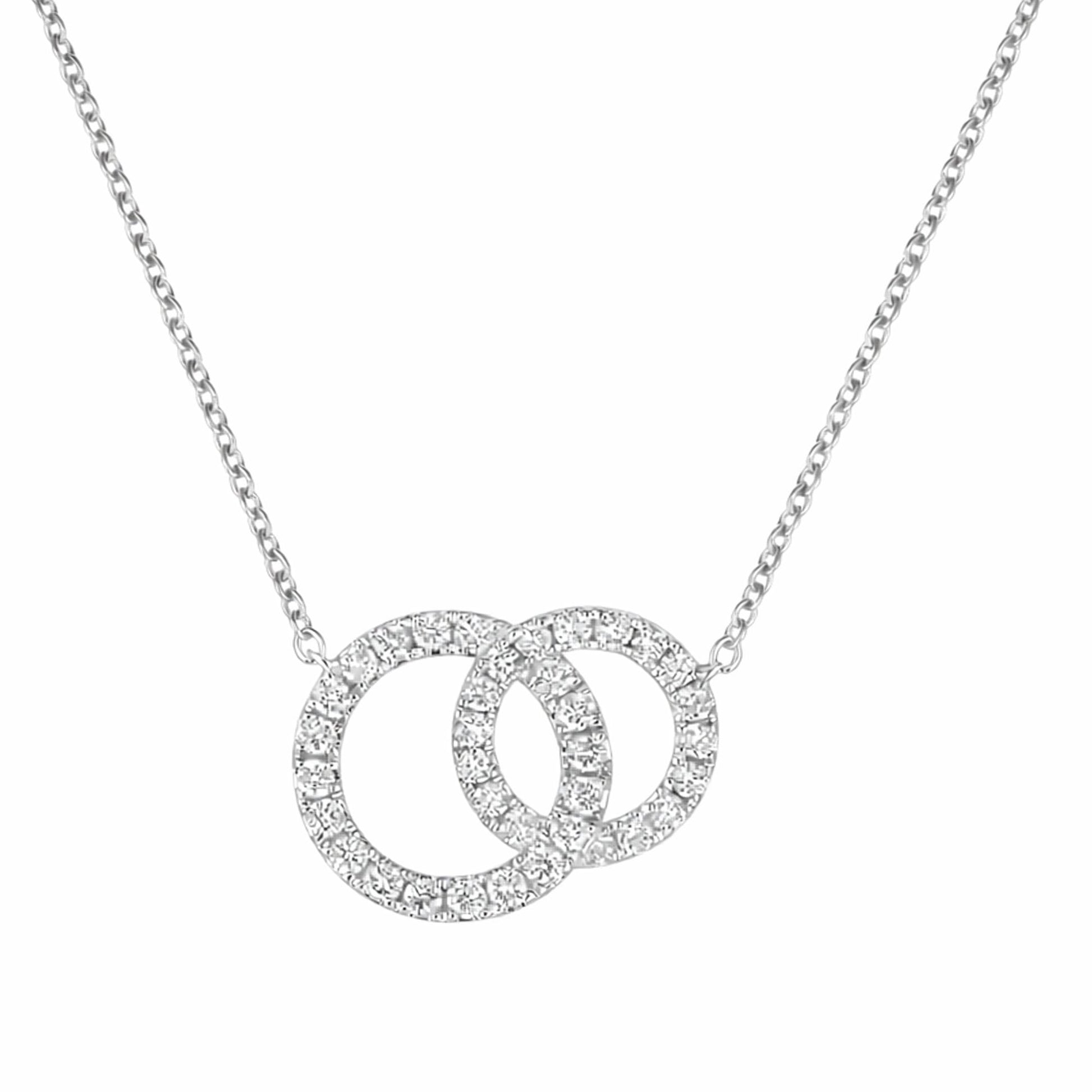 White Gold Interlocking Circle Necklace With Diamonds