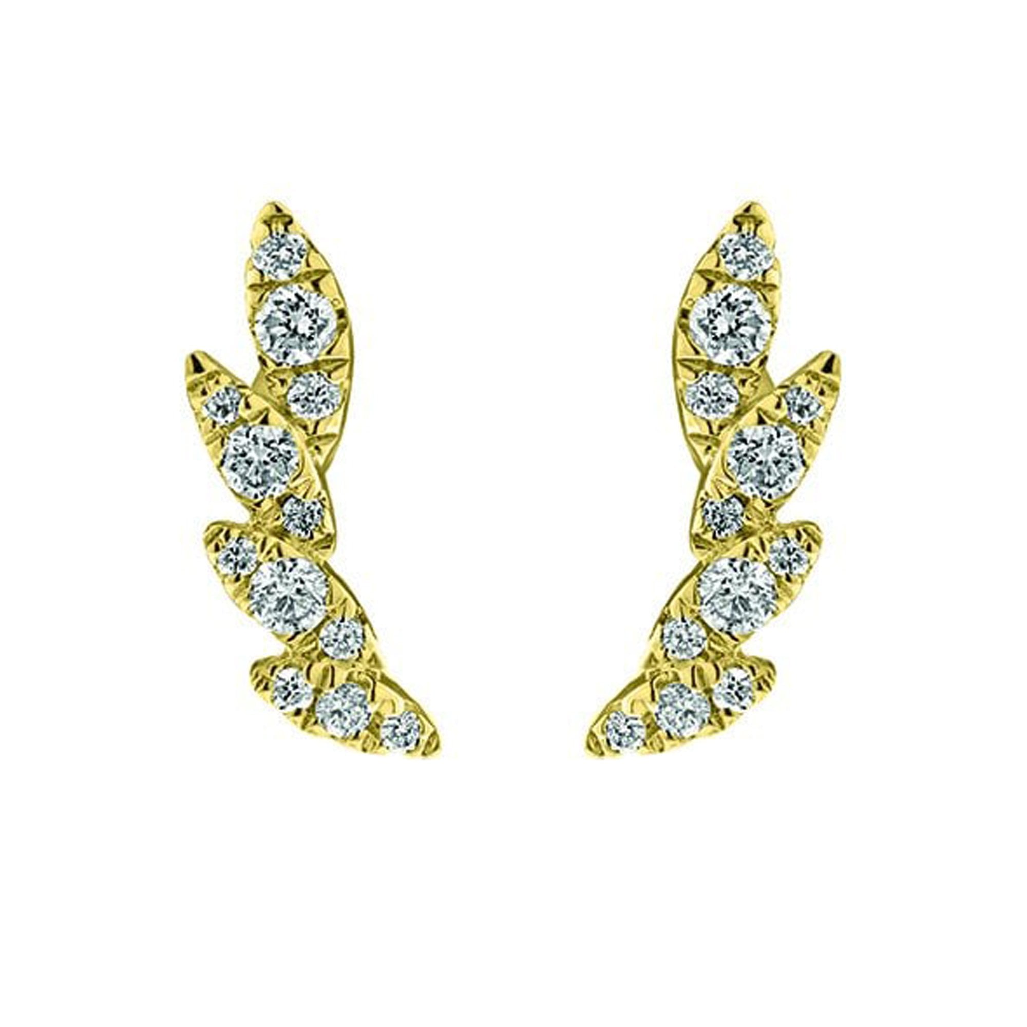 18ct Yellow Gold Diamond 0.21ct Marquise Leaf Stud Earrings