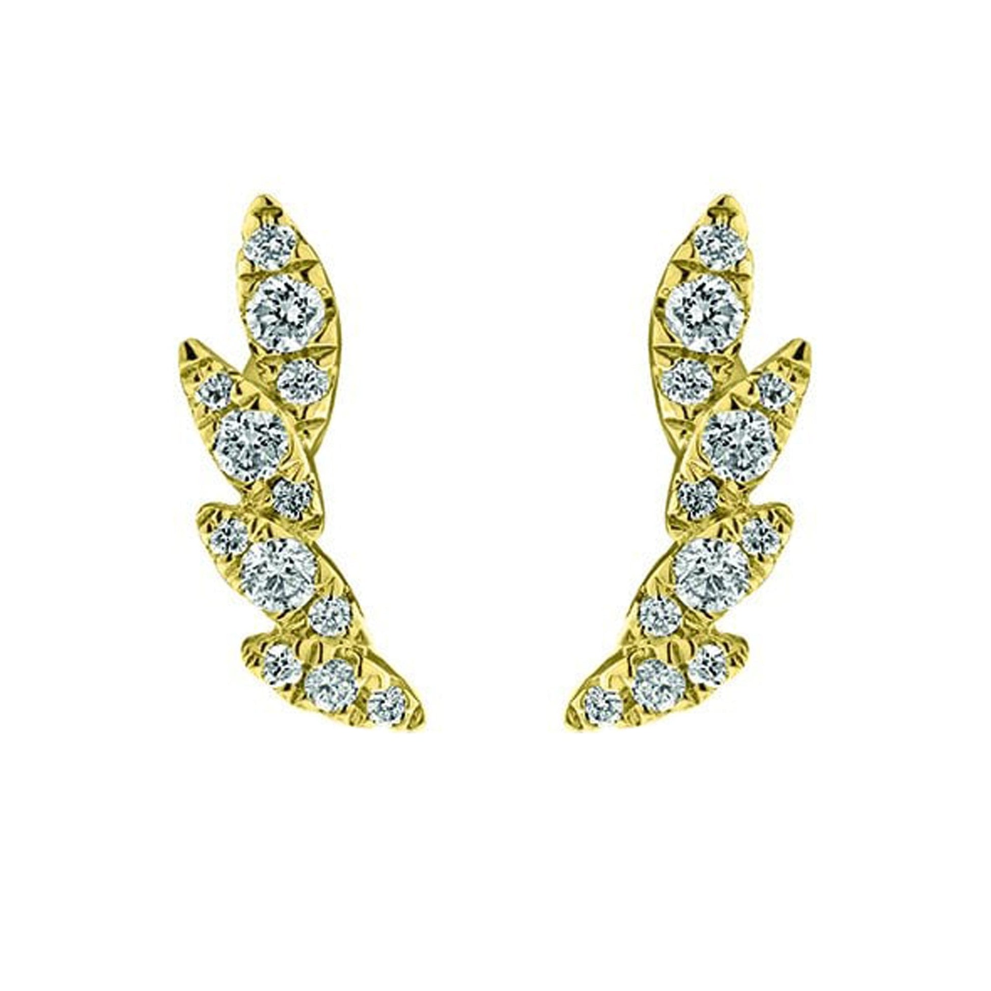 18ct Yellow Gold Diamond 0.21ct Marquise Leaf Stud Earrings