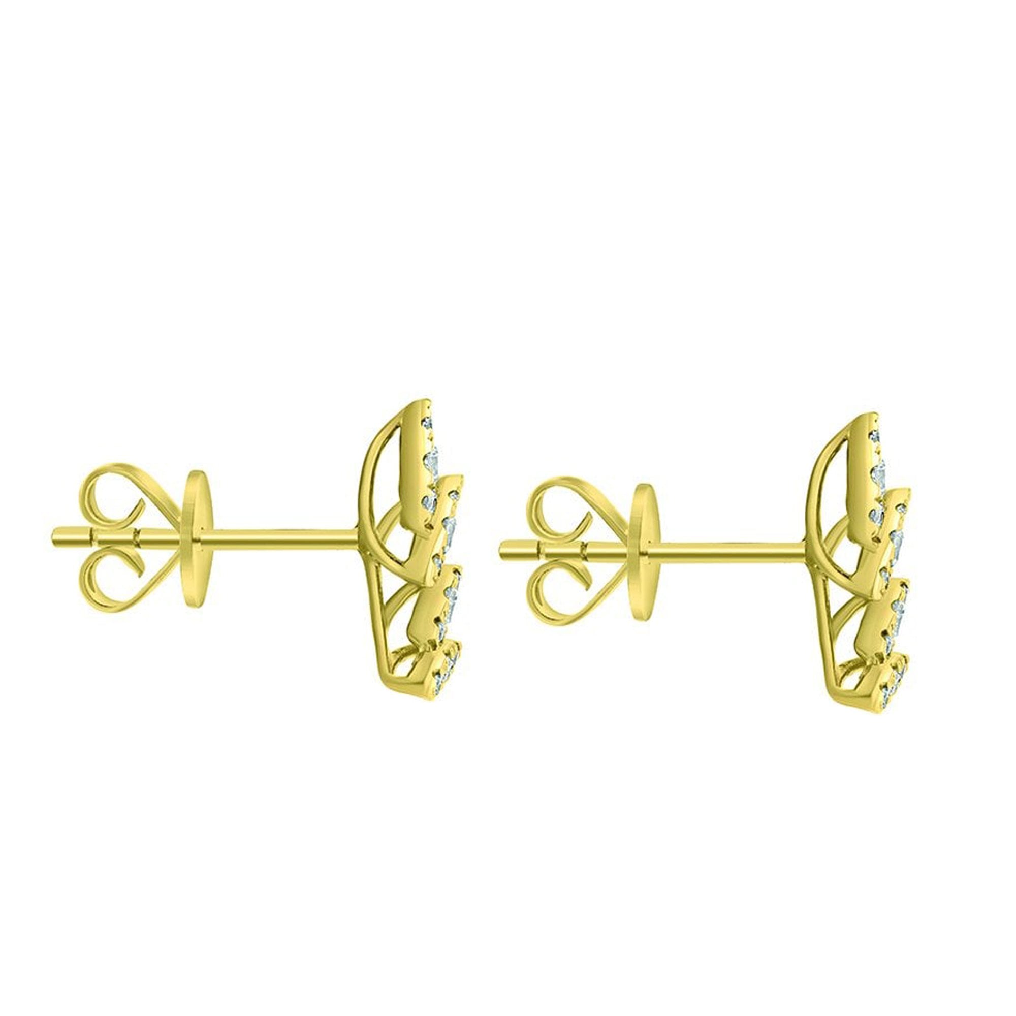 18ct Yellow Gold Diamond 0.21ct Marquise Leaf Stud Earrings