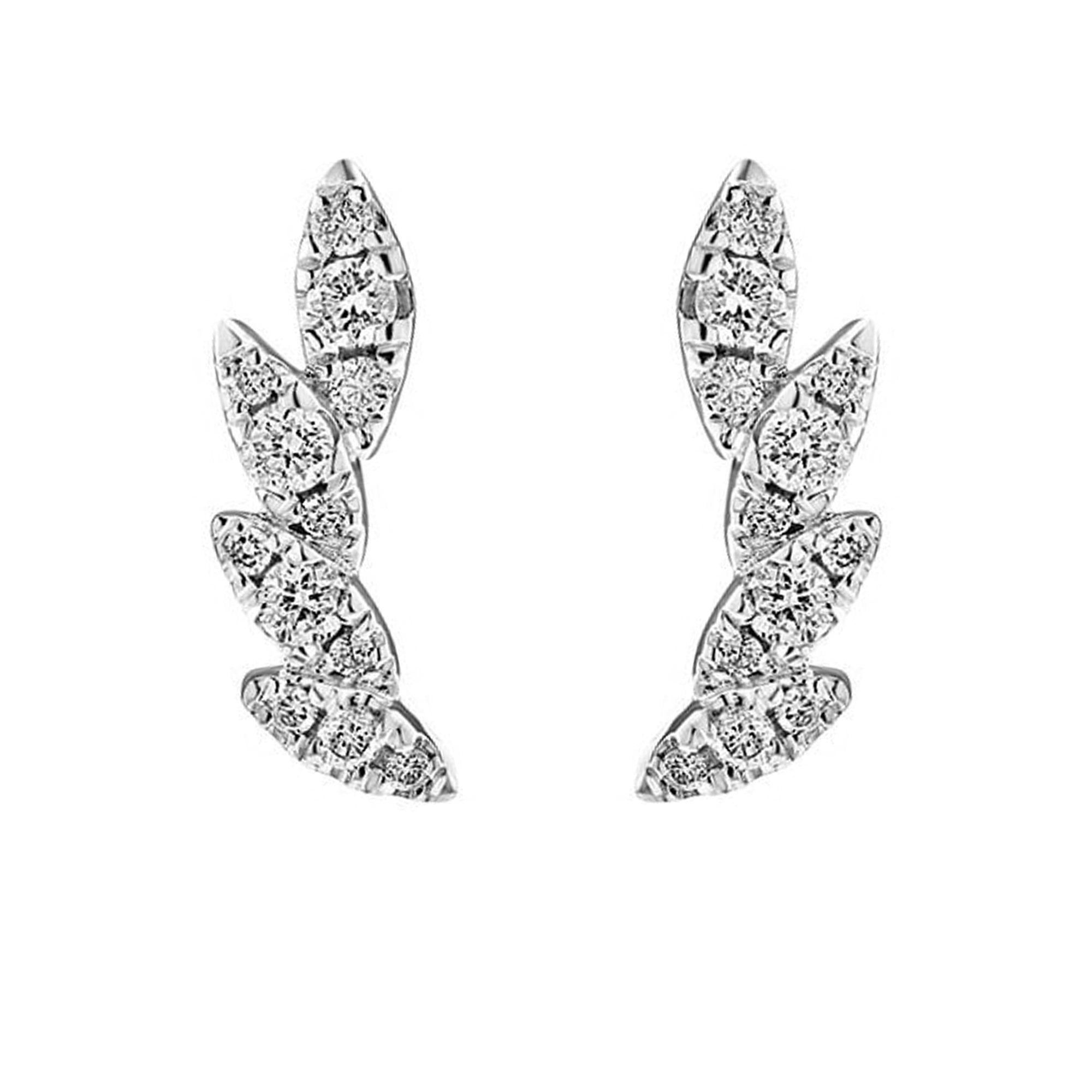 Platinum Diamond 0.20ct Marquise Leaf Stud Earrings
