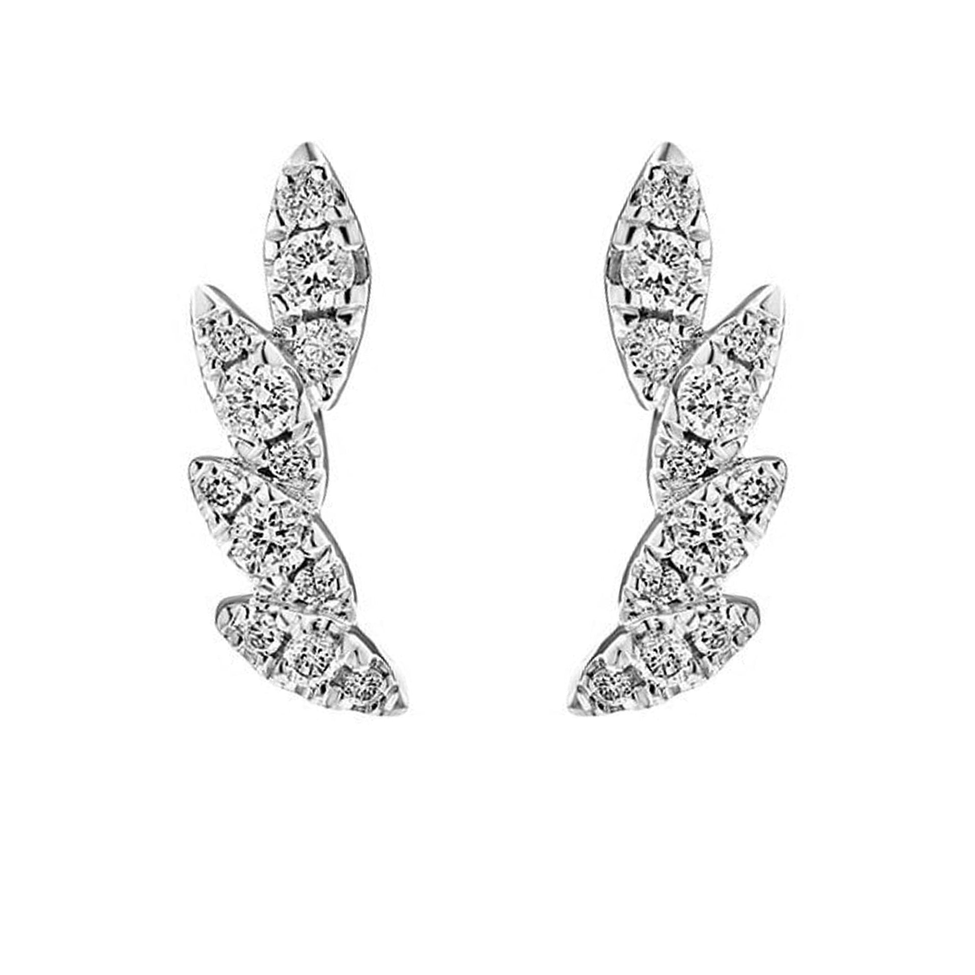 Platinum Diamond 0.20ct Marquise Leaf Stud Earrings