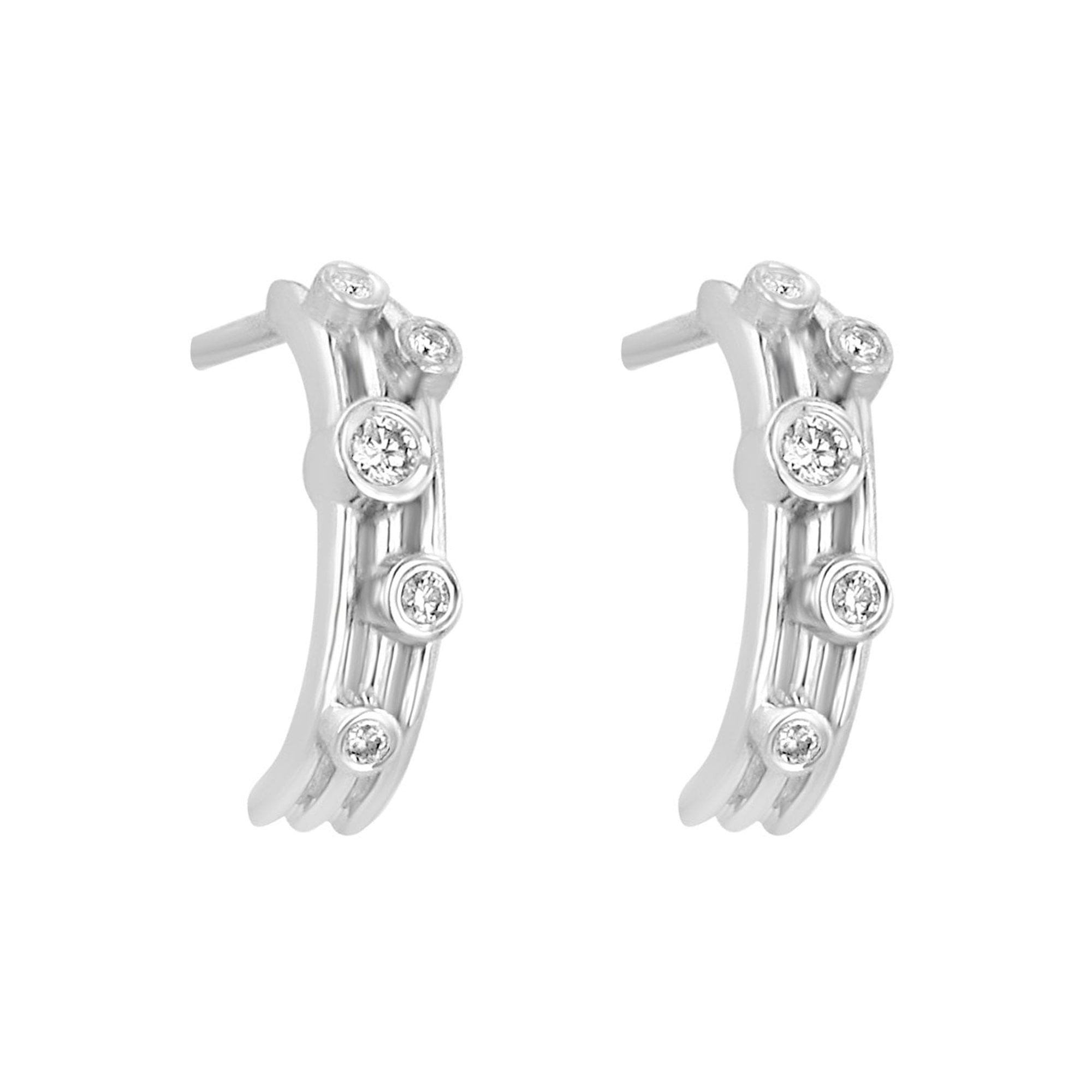 9ct White Gold Multi Strand Drop Earrings With RBC Scattered Diamonds