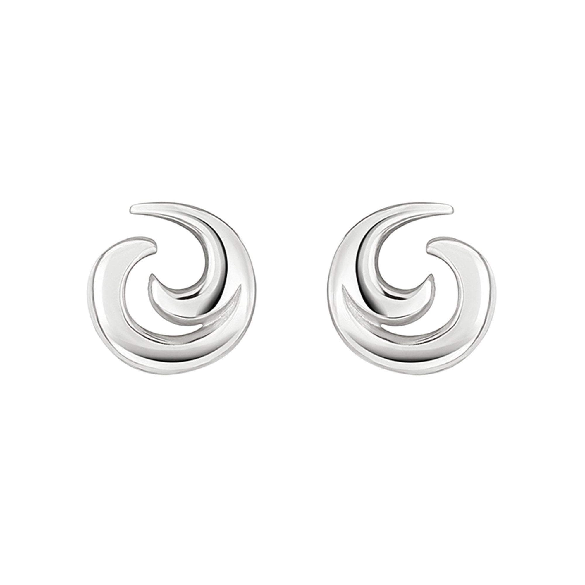 Silver 'Waves' Swirl Stud Earrings