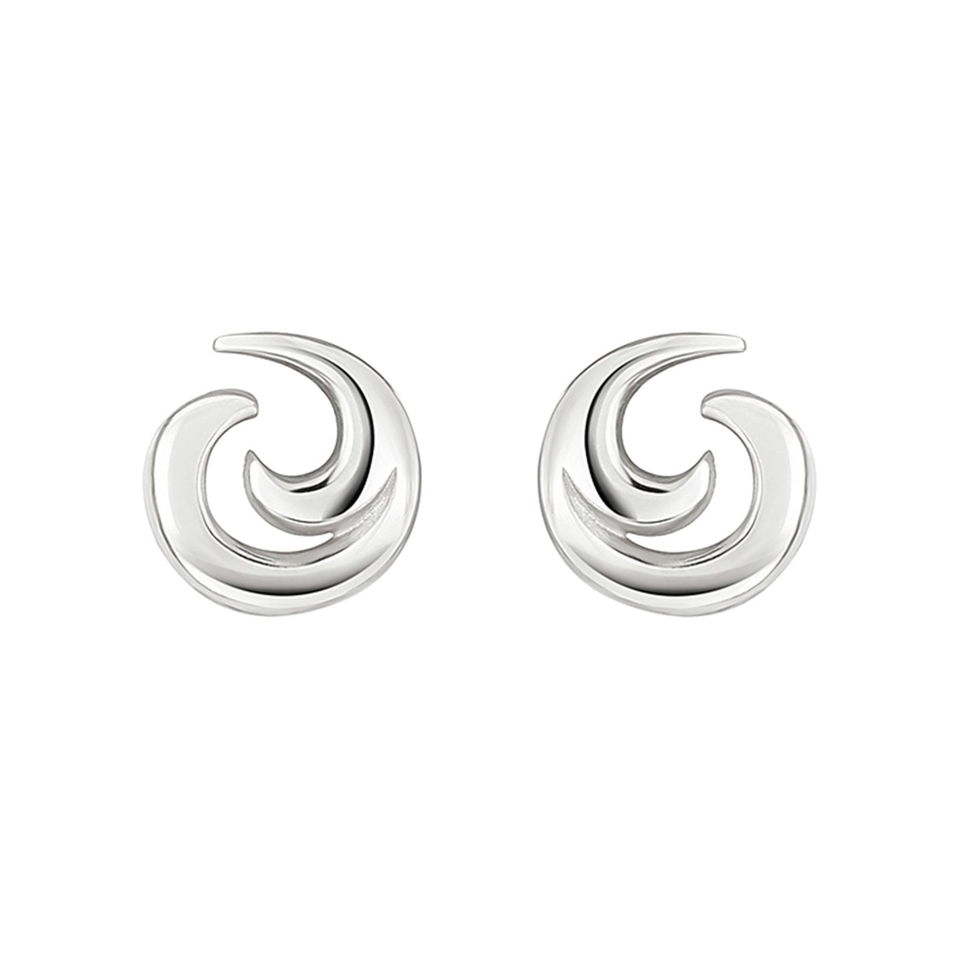 Silver 'Waves' Swirl Stud Earrings