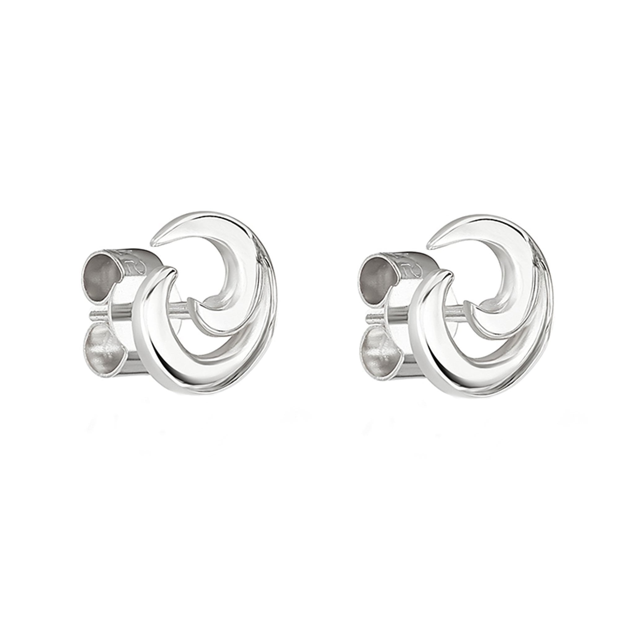 Silver 'Waves' Swirl Stud Earrings