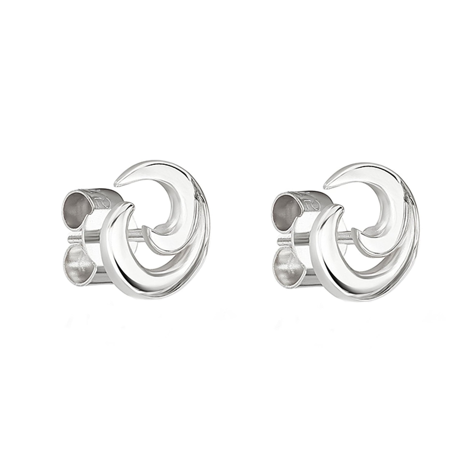 Silver 'Waves' Swirl Stud Earrings