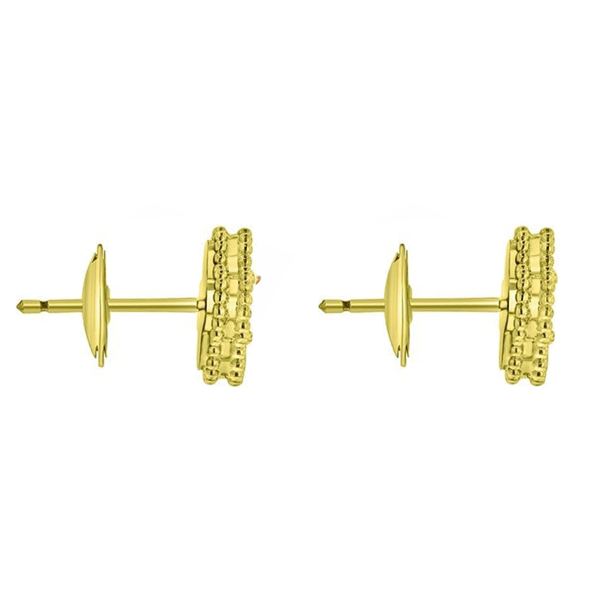 18ct Yellow Gold Mother Of Pearl Clover Stud Earrings