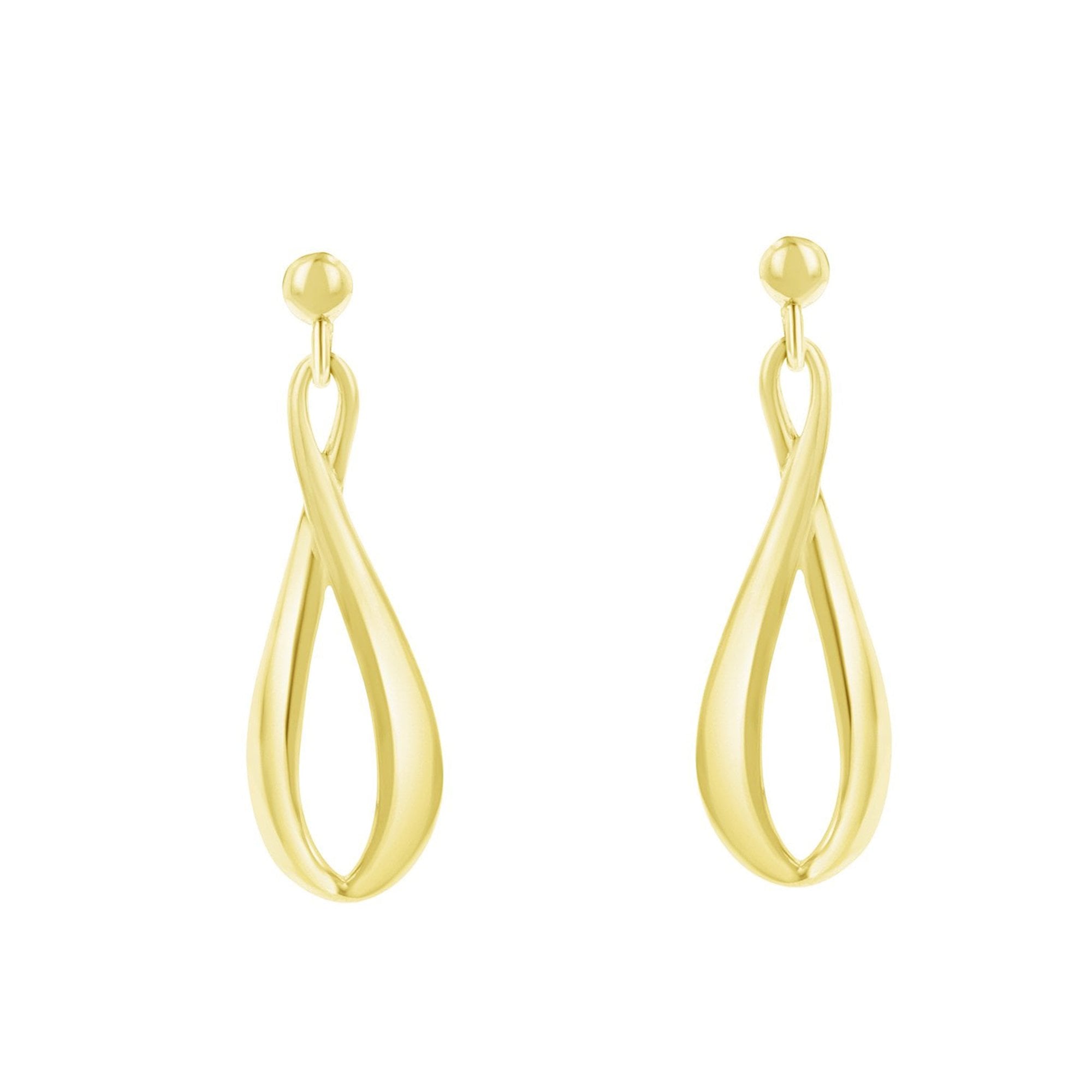 9ct Yellow Gold Polished Finish Elongated Figure of Eight Drop Earrings