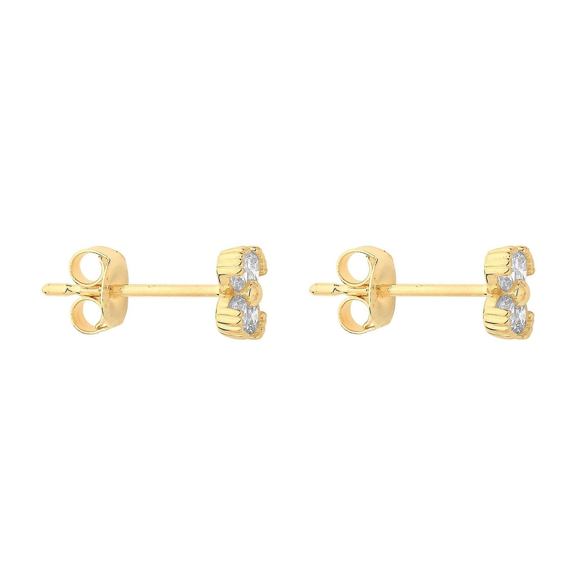 9ct Yellow Gold Stud Earrings Set With Four CZ 's
