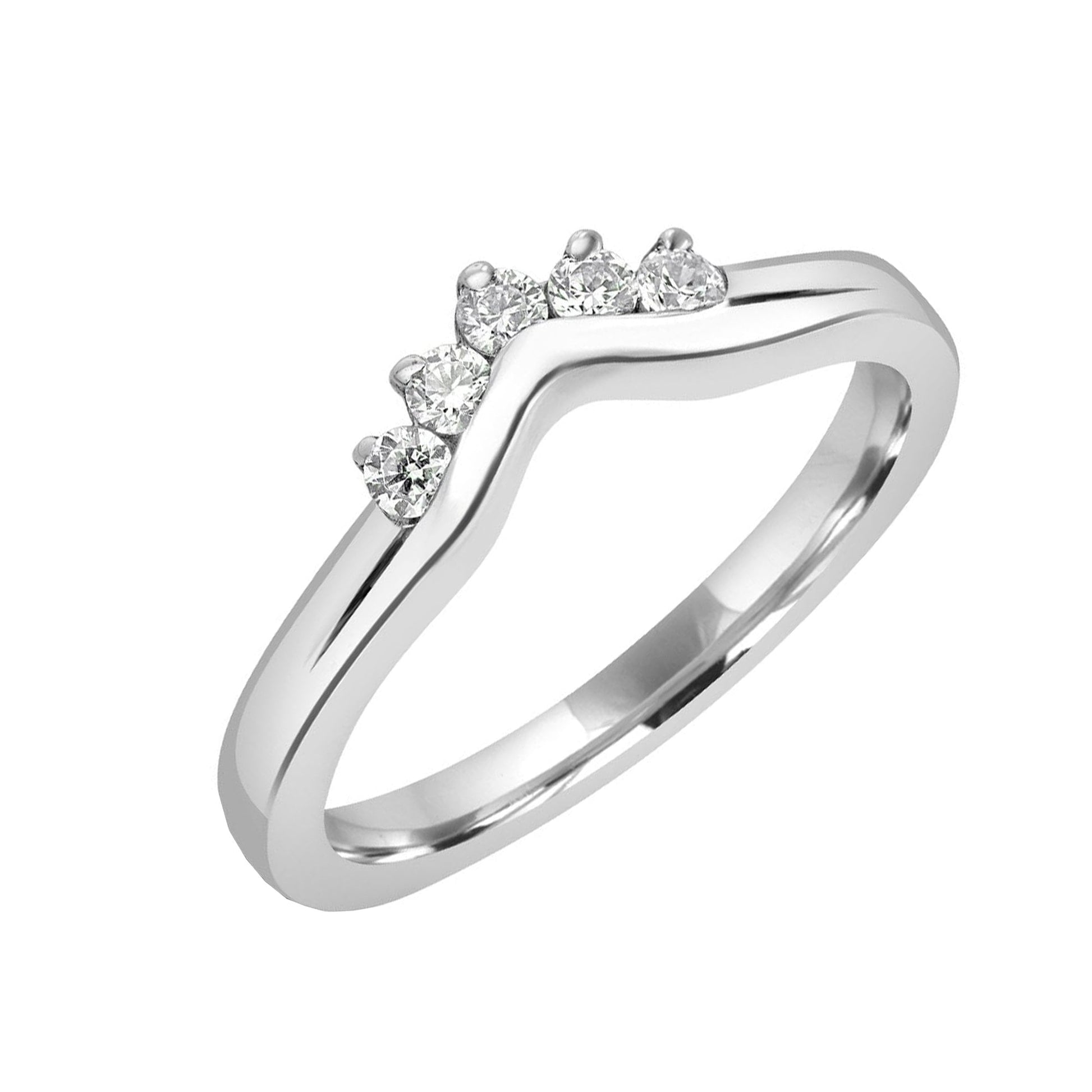 Sterling Silver Shaped Ring With CZ's