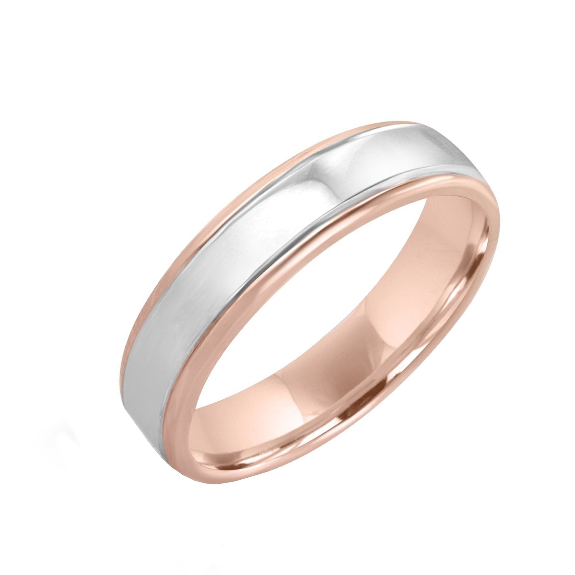 9ct Rose Gold and White Gold 6mm Wedding Band