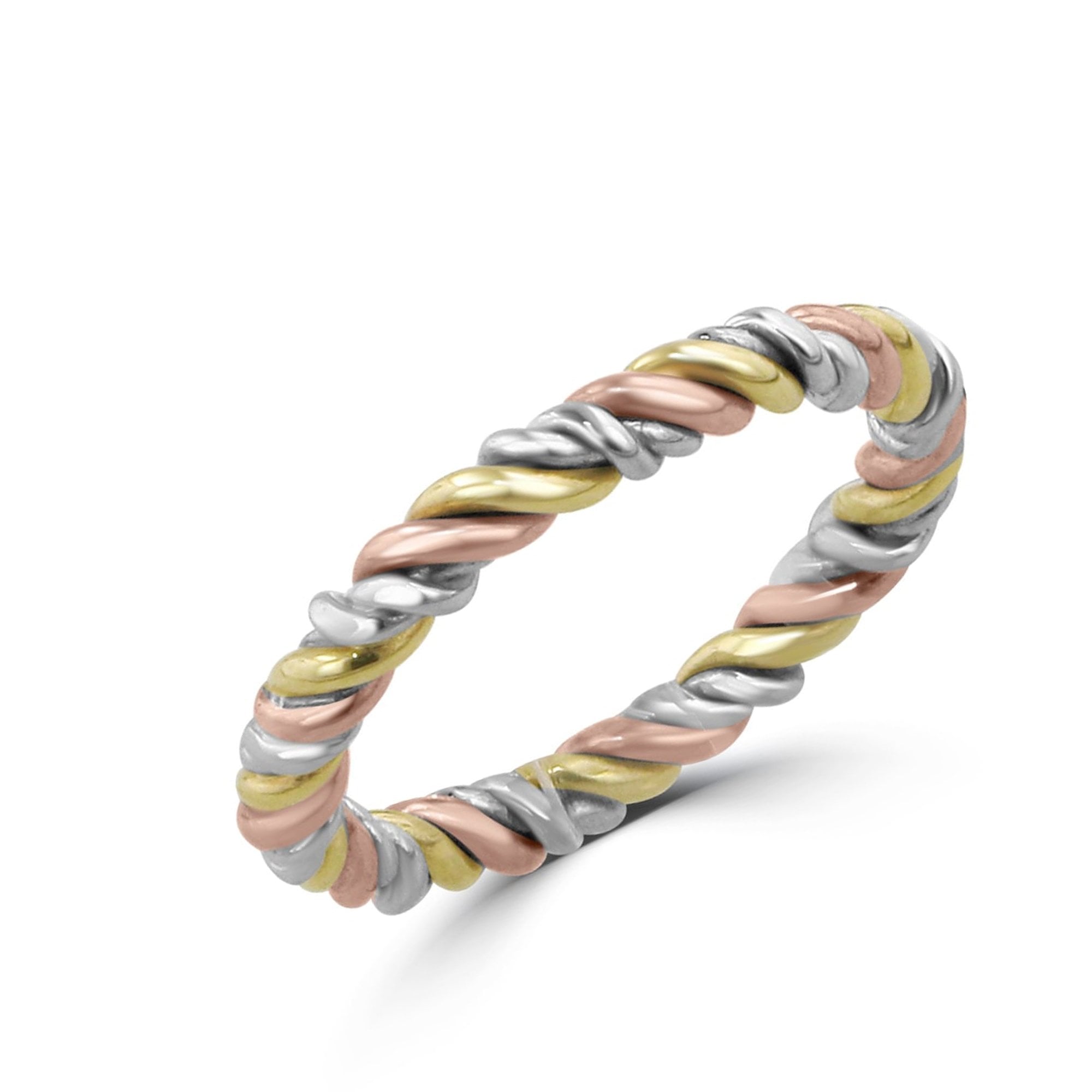 9ct Three Colour Gold Hand Twisted Ring