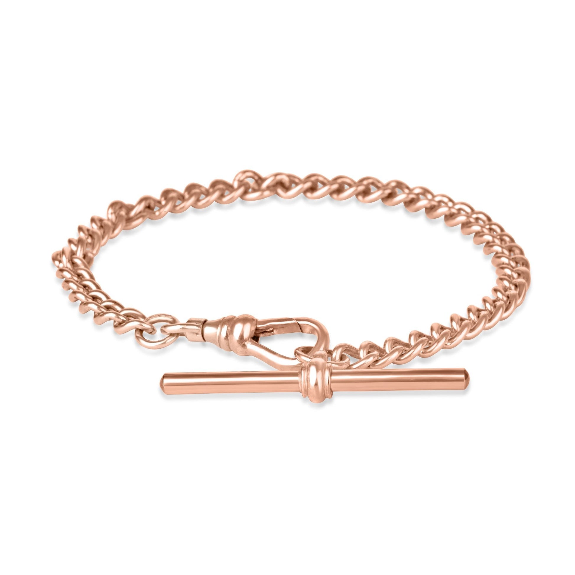 9ct Rose Gold Curb Pre-Owned Bracelet With T-Bar