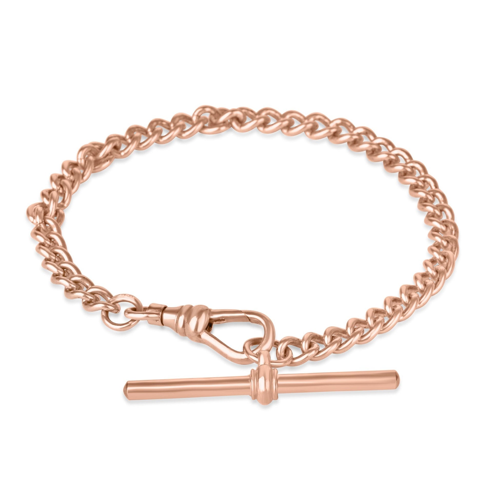 9ct Rose Gold Curb Pre-Owned Bracelet With T-Bar