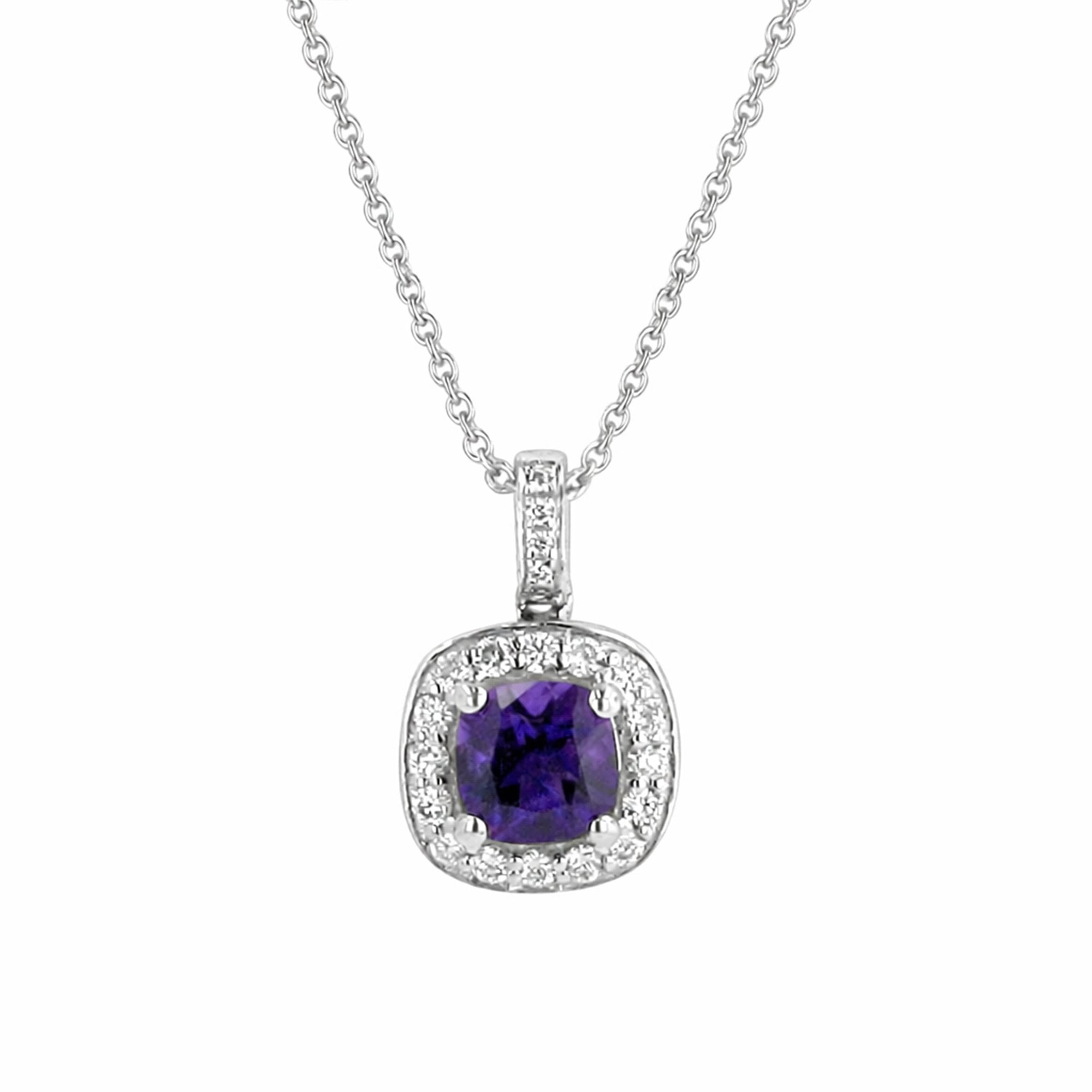 18ct White Gold 18" Amethyst and Diamond Necklace