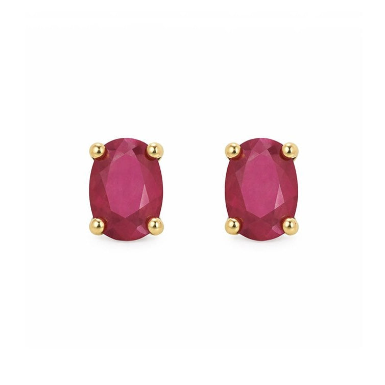 9ct Yellow Gold Oval Ruby Stud Earrings