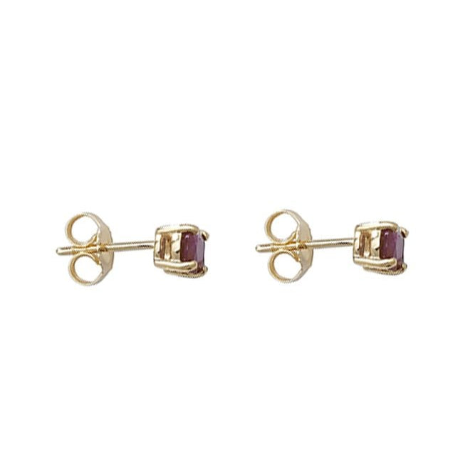 9ct Yellow Gold Oval Ruby Stud Earrings