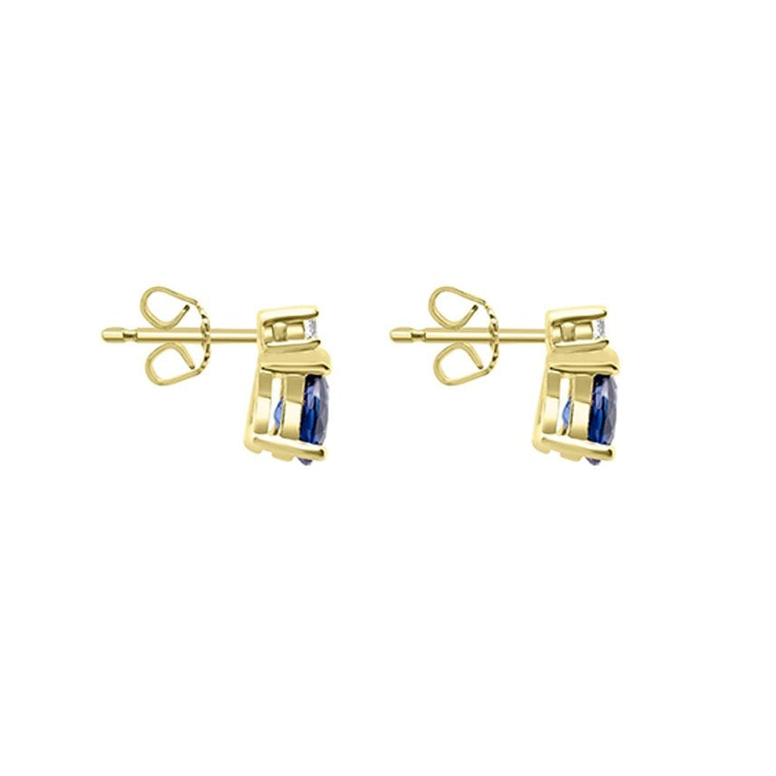 18ct Yellow Gold Pear Sapphire & Diamond Stud Earrings