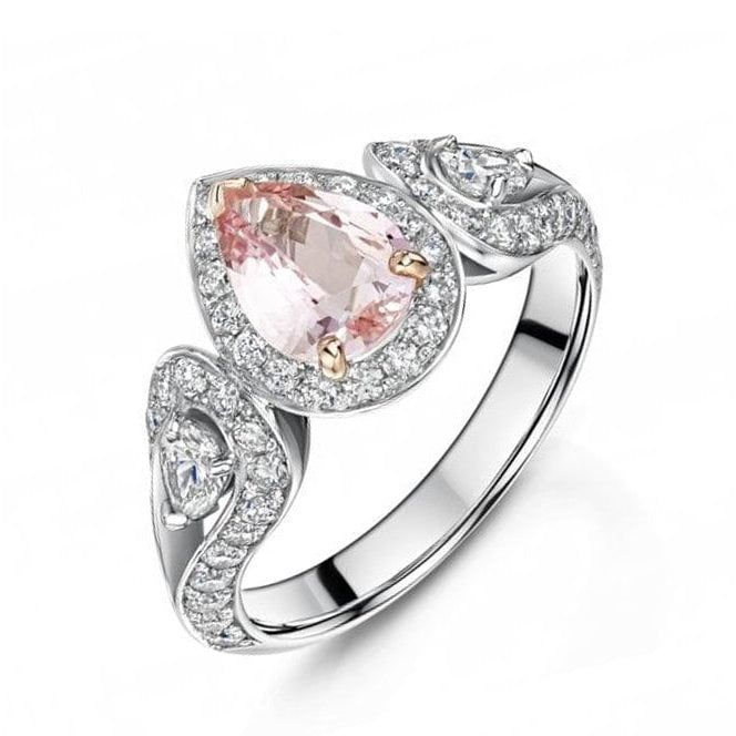 Platinum 1.36ct Natural Padparadscha Sapphire and Diamond Halo Ring